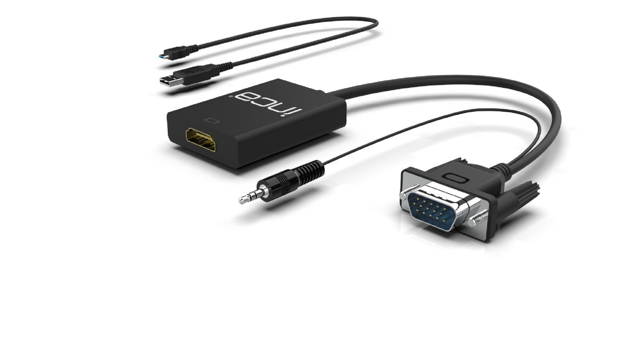 INCA VGA-auf-HDMI-Konverter mit USB-Stromadapter und Audiokabel Audio- & Video-Adapter