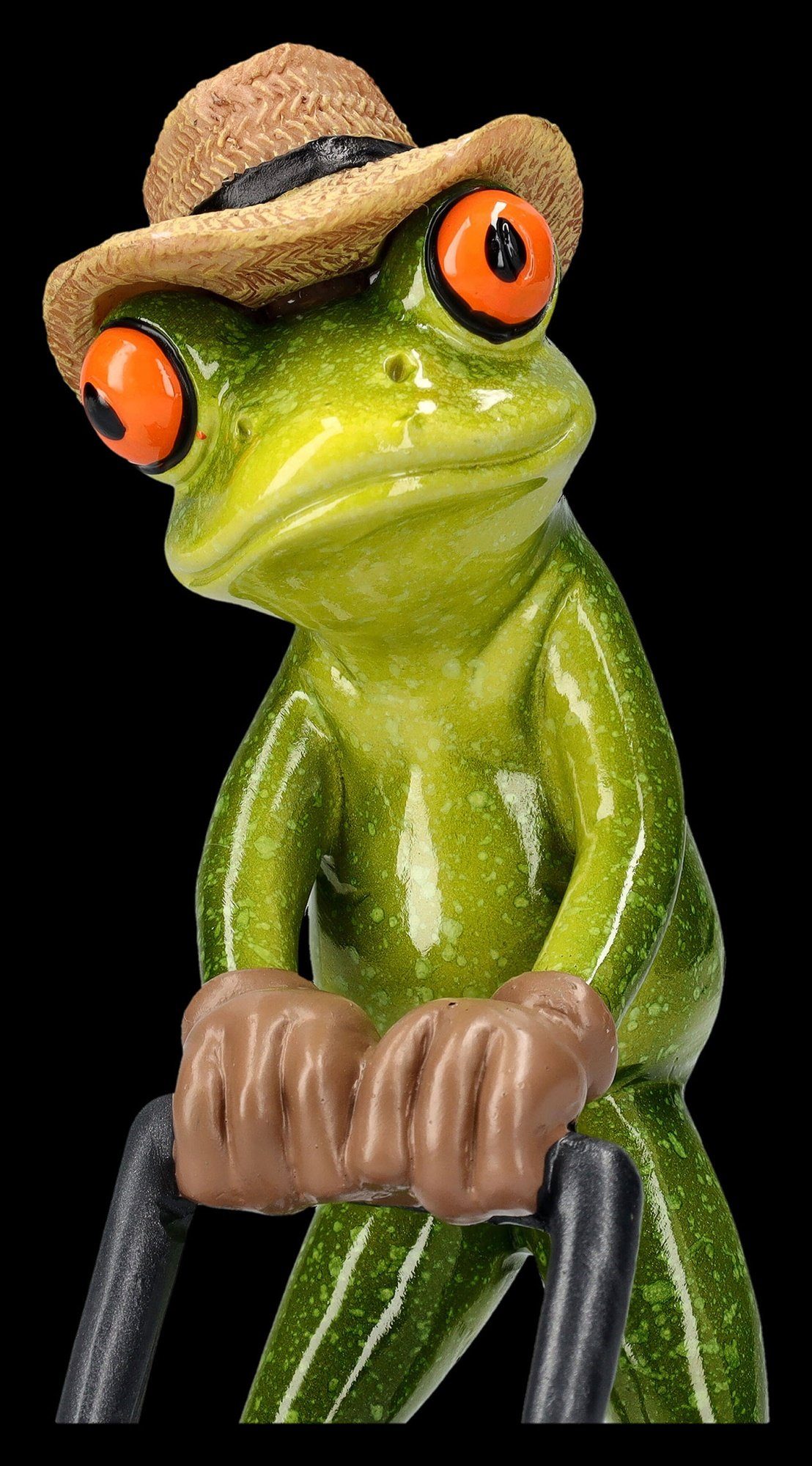 Figuren Shop GmbH Tierfigur - Gartenarbeit Frosch Dekofigur Lustige Figur Rasenmäher - mit Gärtner