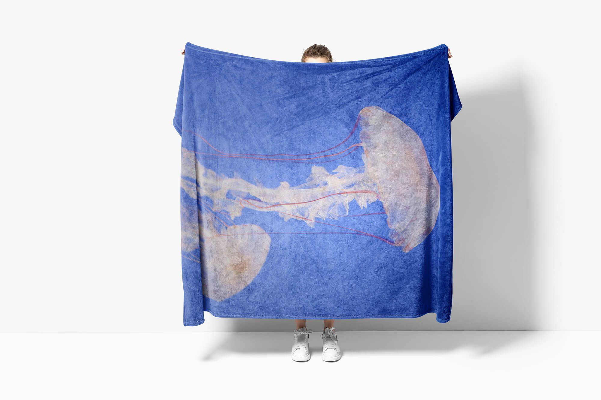 (1-St), unter Fotomotiv Sinus Wasse, Baumwolle-Polyester-Mix Handtuch Art Strandhandtuch Qualle Saunatuch Kuscheldecke mit Handtücher Handtuch