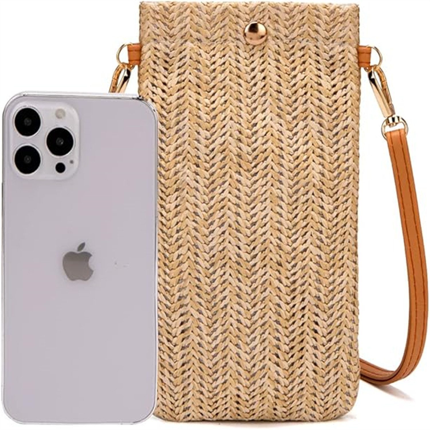 AURIVION Umhängetasche Stroh Strandtasche kleine Crossbody Handtasche leicht (Set, 1-tlg., Damen Tasche aus Stroh, kompakt & praktisch für unterwegs), Sommer Umhängetasche für Strand, Urlaub & Alltag