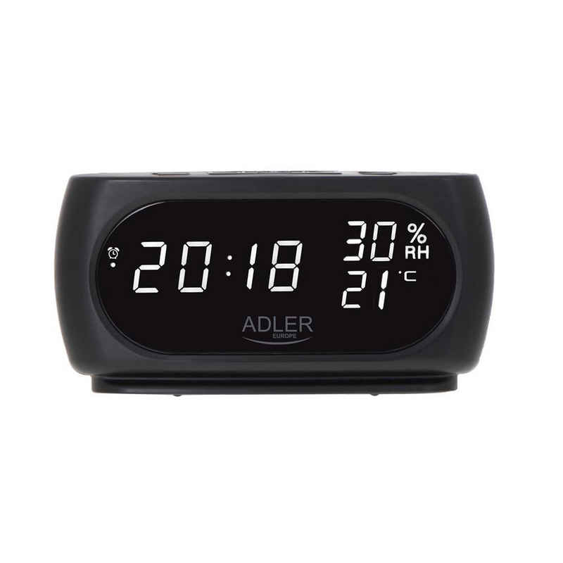 Adler Wecker AD 1186 Wecker, schwarz, LED Uhr, digital, Datumsanzeige