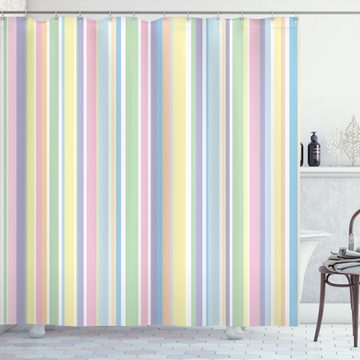 Abakuhaus Duschvorhang Moderner Digitaldruck mit 12 Haken auf Stoff Wasser Resistent Breite 175 cm, Höhe 180 cm, Pastell Gestreifte klassisches Muster