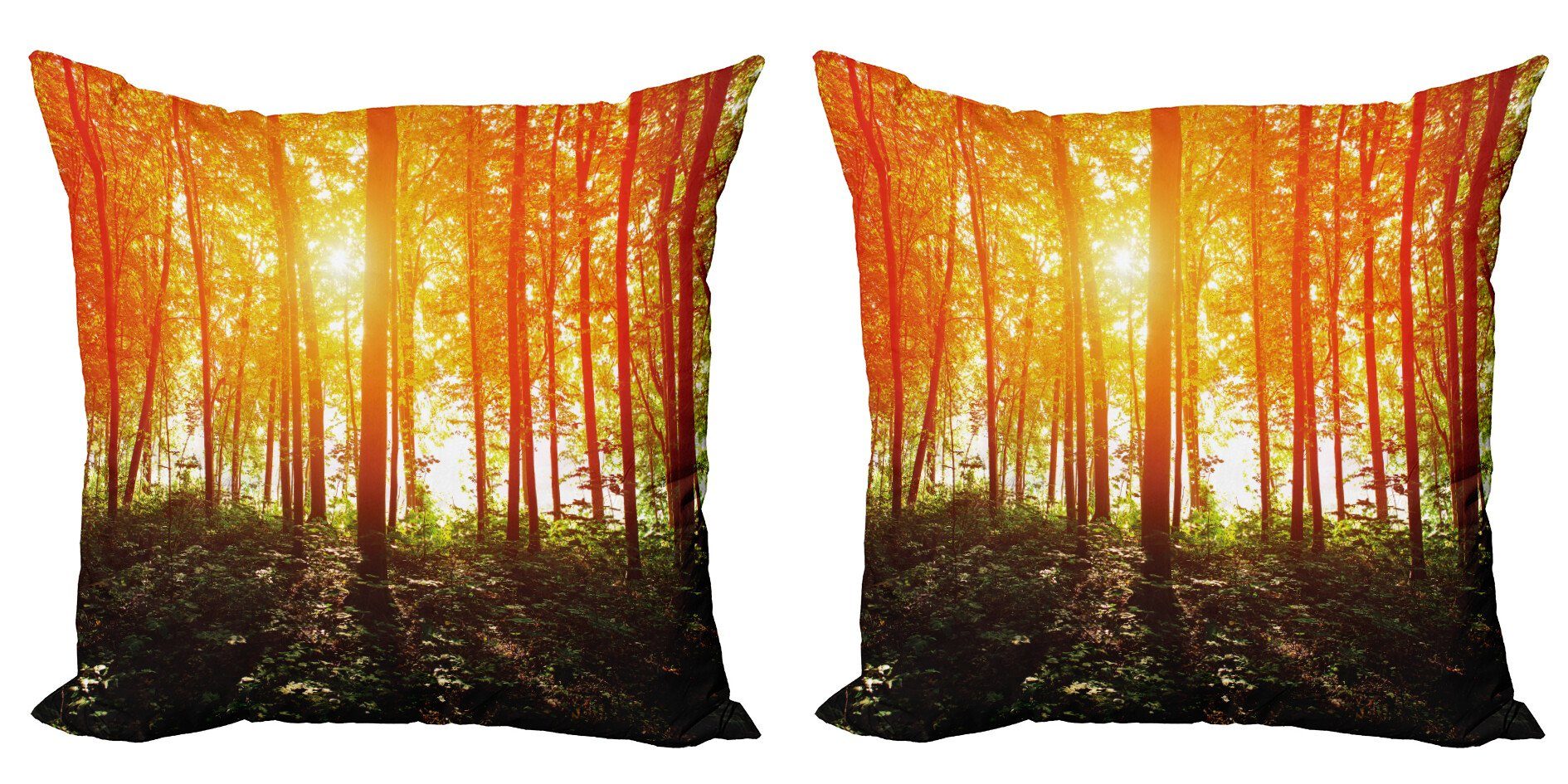 Kissenbezüge Modern Accent Doppelseitiger Digitaldruck, Abakuhaus (2 Stück), Natur Foggy Waldlandschaft