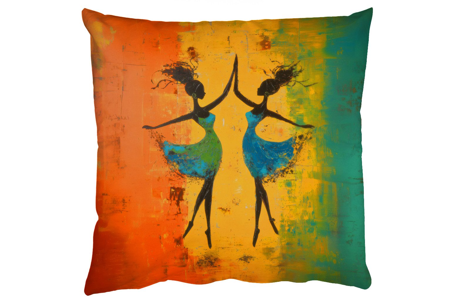 MuchoWow Dekokissen Tanzen - Frauen - Farbtextur, Zierkissen, Deko Kissen mit Füllung, Sofakissen, 60x60 cm
