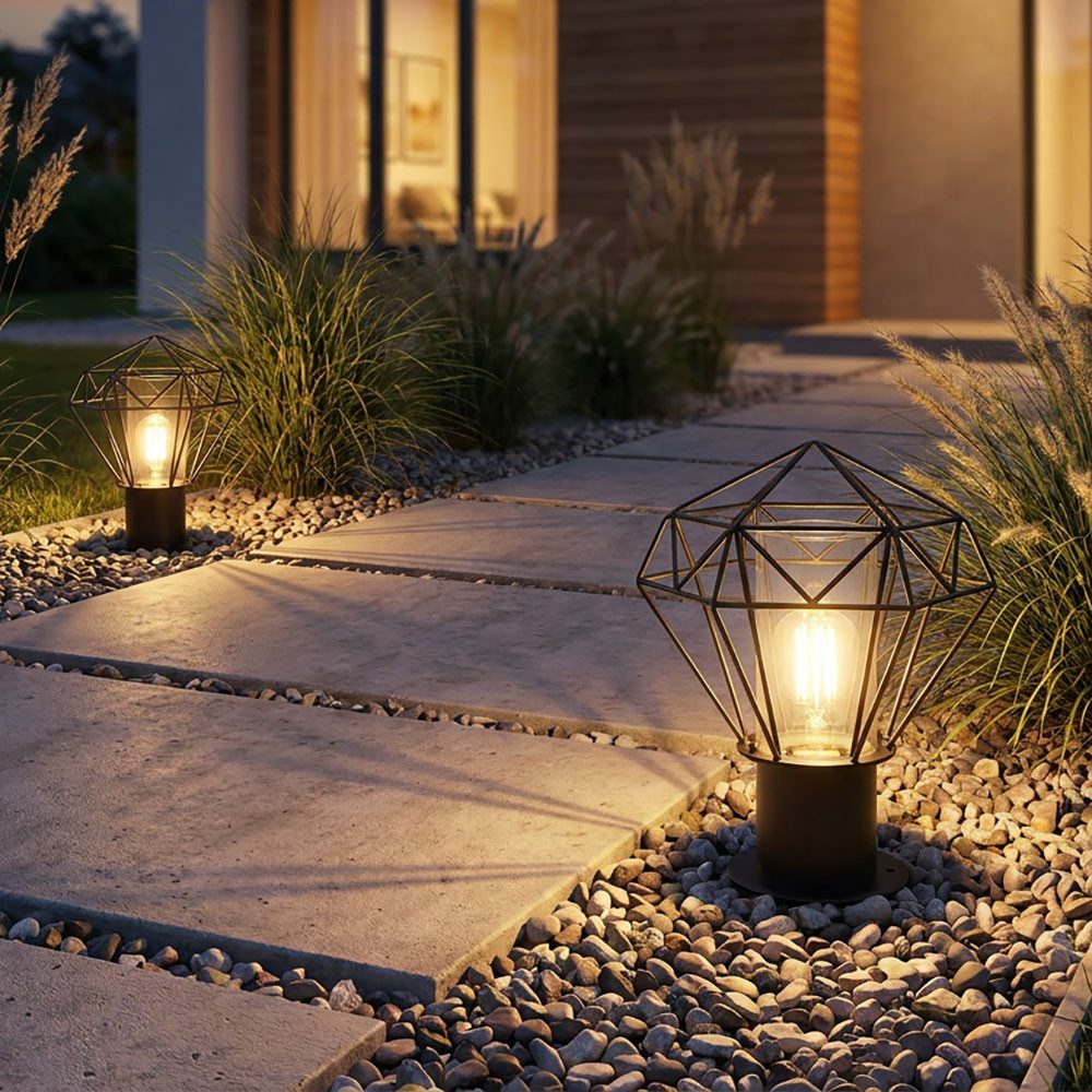 GLOBO LIGHTING Sockelleuchten, Leuchtmittel nicht inklusive, Außenstehlampe Sockellampe Gartenlampe Terrassenlampe H 31,5 cm 2x