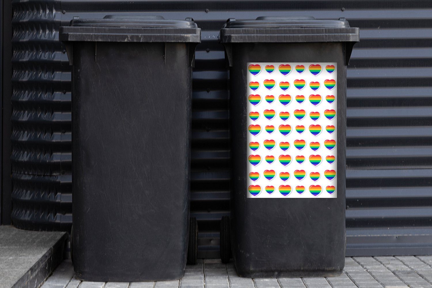 MuchoWow Wandsticker Liebe - Stolz Mülleimer-aufkleber, Sticker, (1 St), - Mülltonne, Container, Abfalbehälter Vorlage
