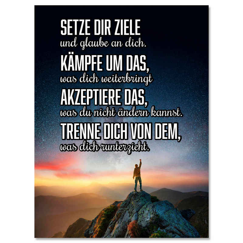 wandmotiv24 Leinwandbild Motivation, Hochformat, setze dir Ziele, Berg, Sprüche (1 St), Wandbild, Wanddeko, Leinwandbilder in versch. Größen