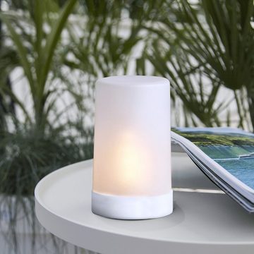 MARELIDA LED-Kerze LED Windlicht auch für Laternen H: 14,5cm Timer gefrostet für Außen