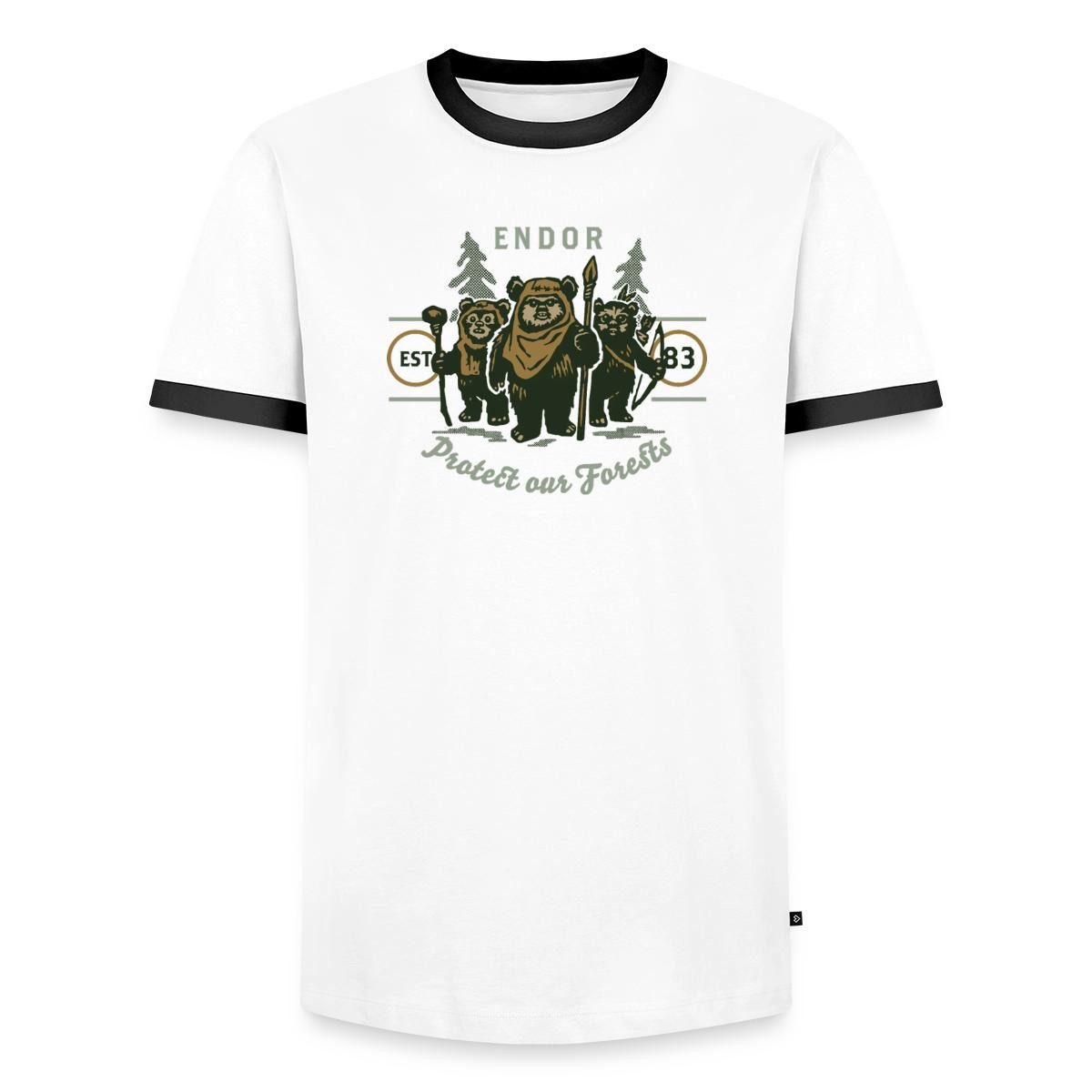 Spreadshirt T-Shirt Star Wars Endor Protect Our Forests Männer Kontrast T-Shirt (1-tlg)