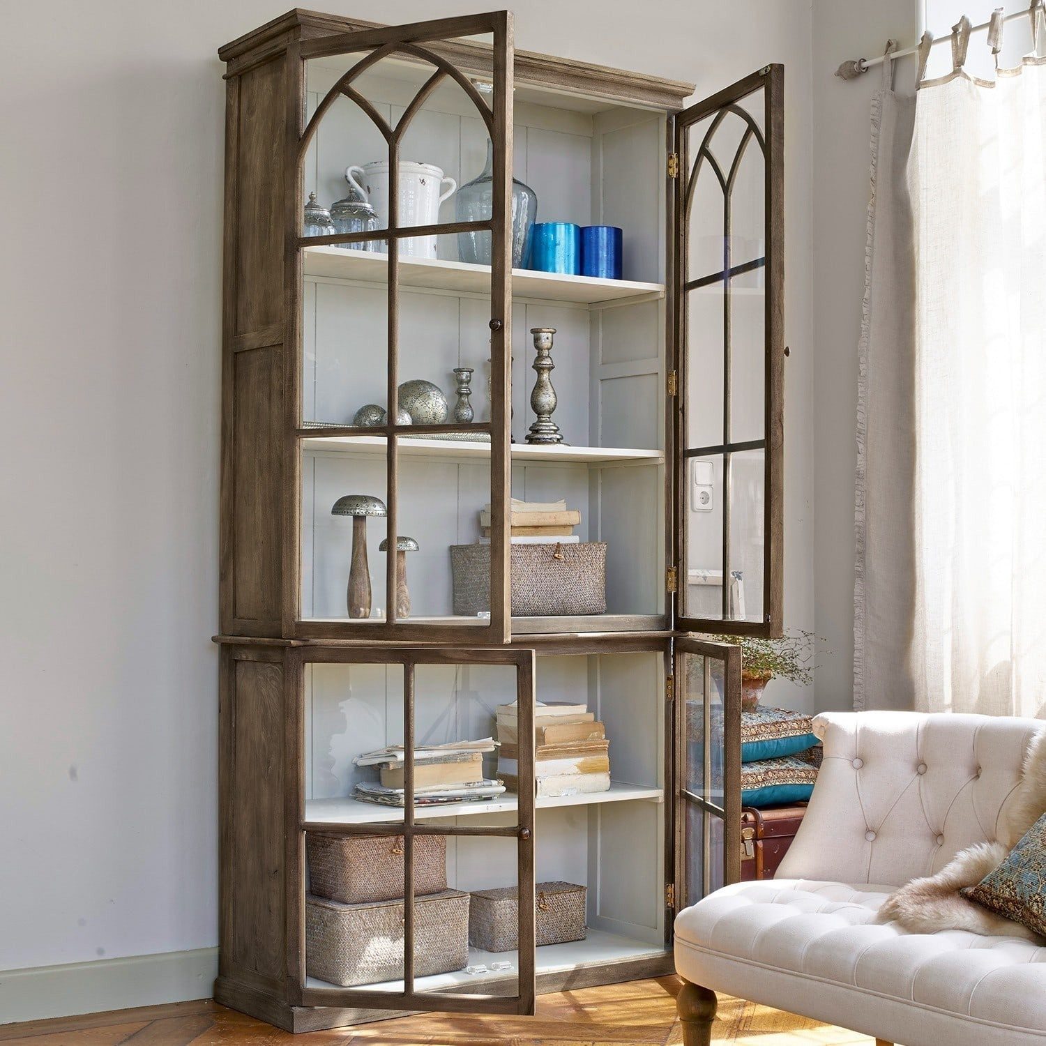 Mirabeau Hochschrank Schrank Garrard antikbraun/hellgrau