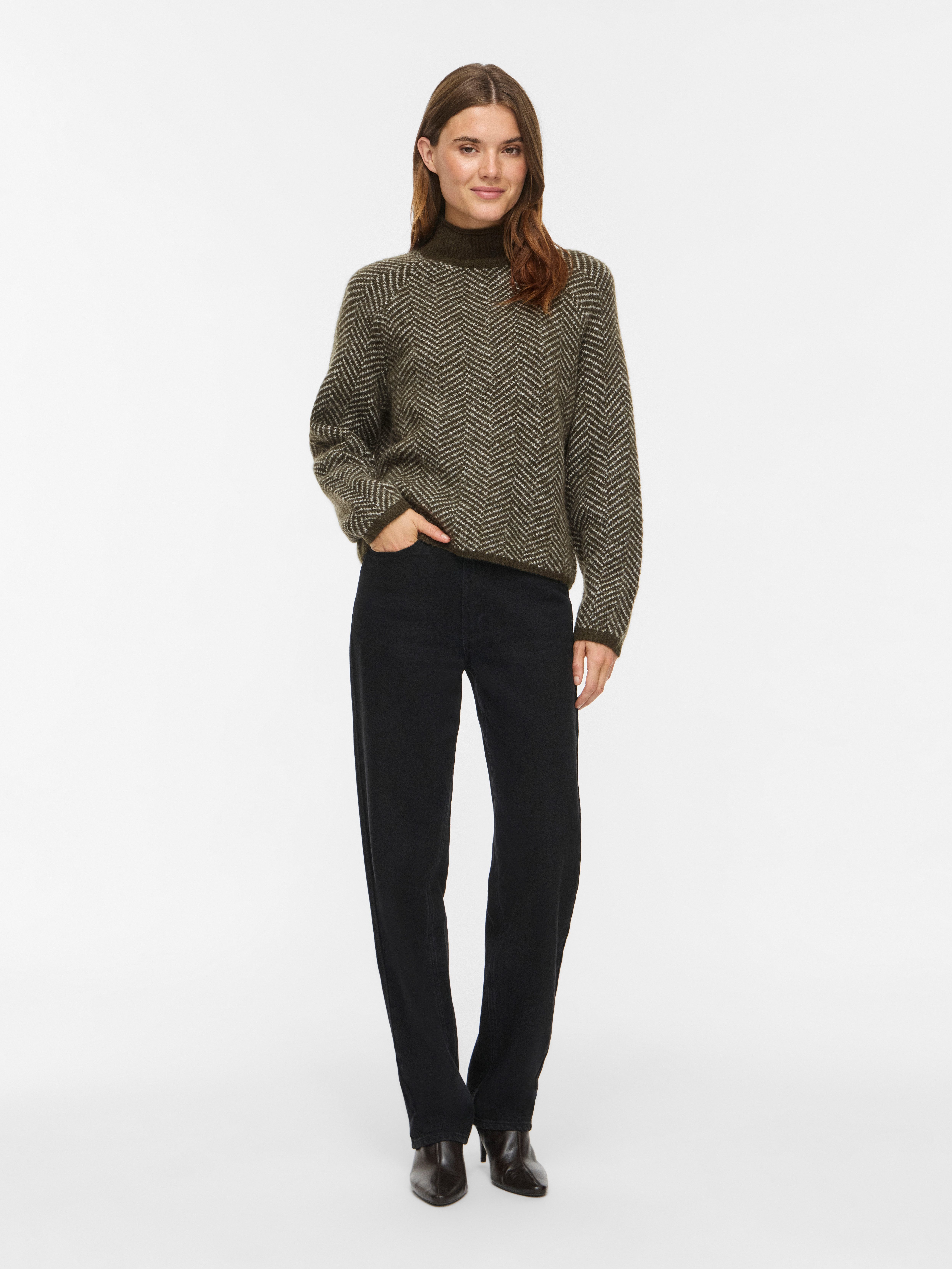 Vila Stehkragenpullover VILORY HIGH NECK L/S KNIT TOP - NOOS Materialmix, regular fit