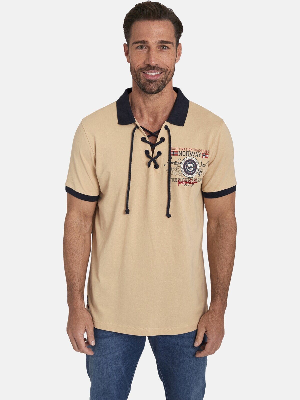 Jan Vanderstorm Poloshirt ELJAR Saumschlitzen lässigen mit