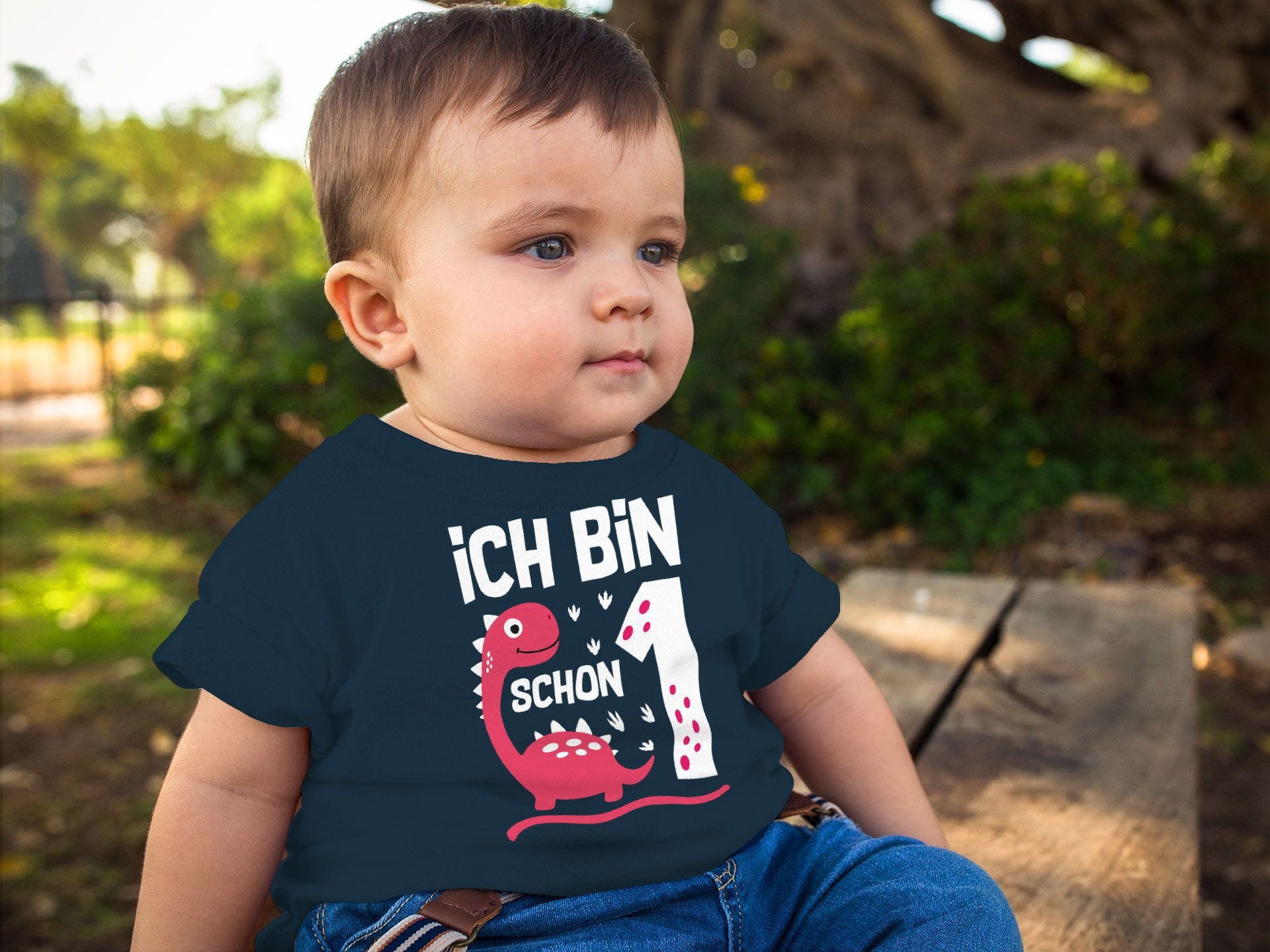 MoonWorks Print-Shirt Baby T-Shirt 1. Geburtstag Ich bin schon 1 Jahr Dinosaurier Dino