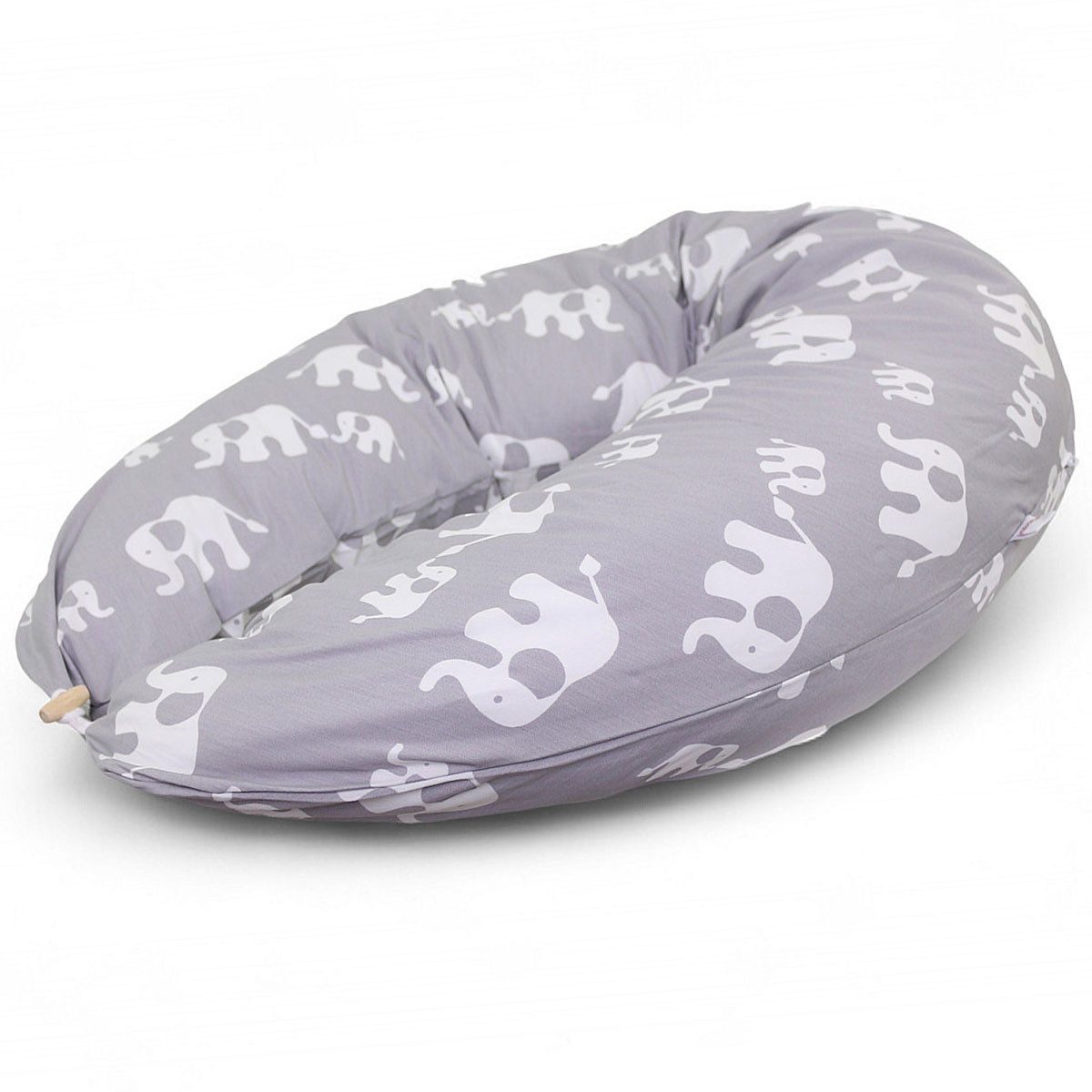 HOBEA-Germany Stillkissen Lagerungskissen Schwangerschaftskissen Elefantenfamilie, BIO-Baumwolle - XXL 190cm - Babynest mit Holzknopf - komplett waschbar