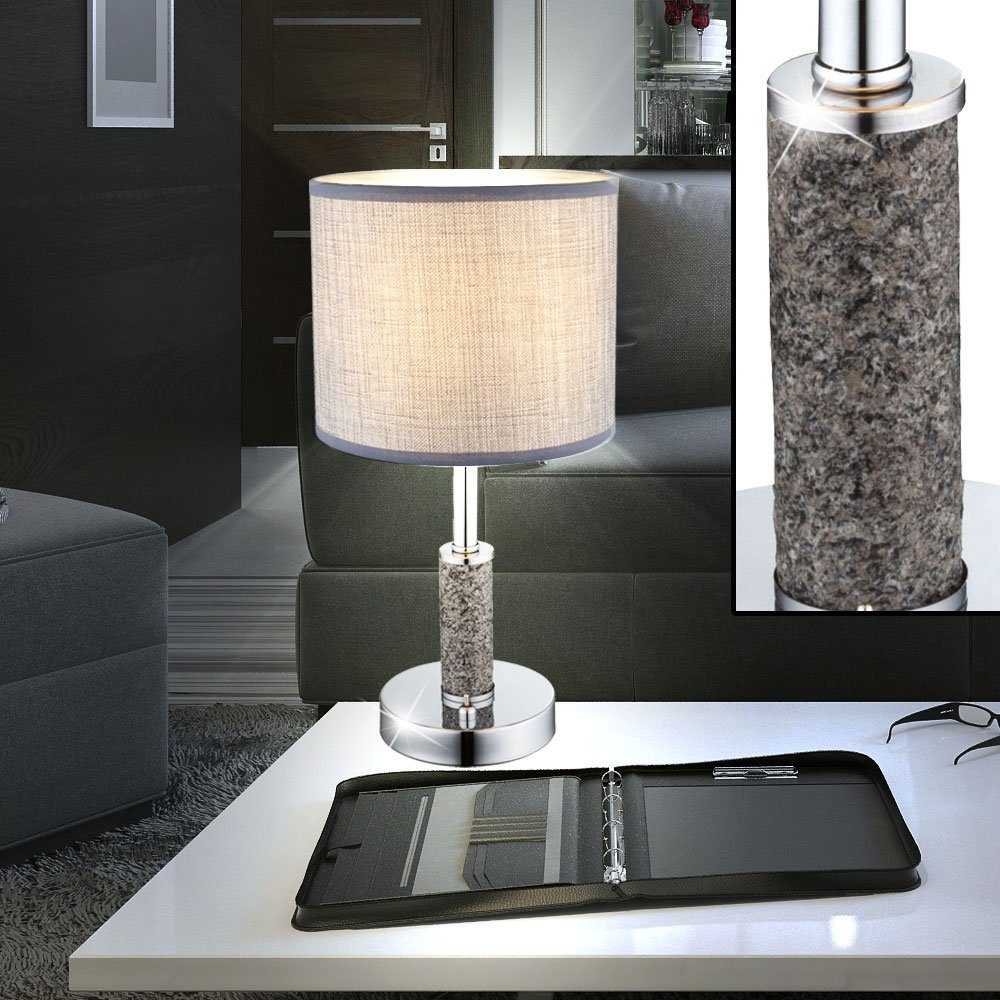 etc-shop LED Tischleuchte, Lese inklusive, Set- Tisch Lampe Schreib Warmweiß, Leuchtmittel Beleuchtung Leuchte Chrom im Textil