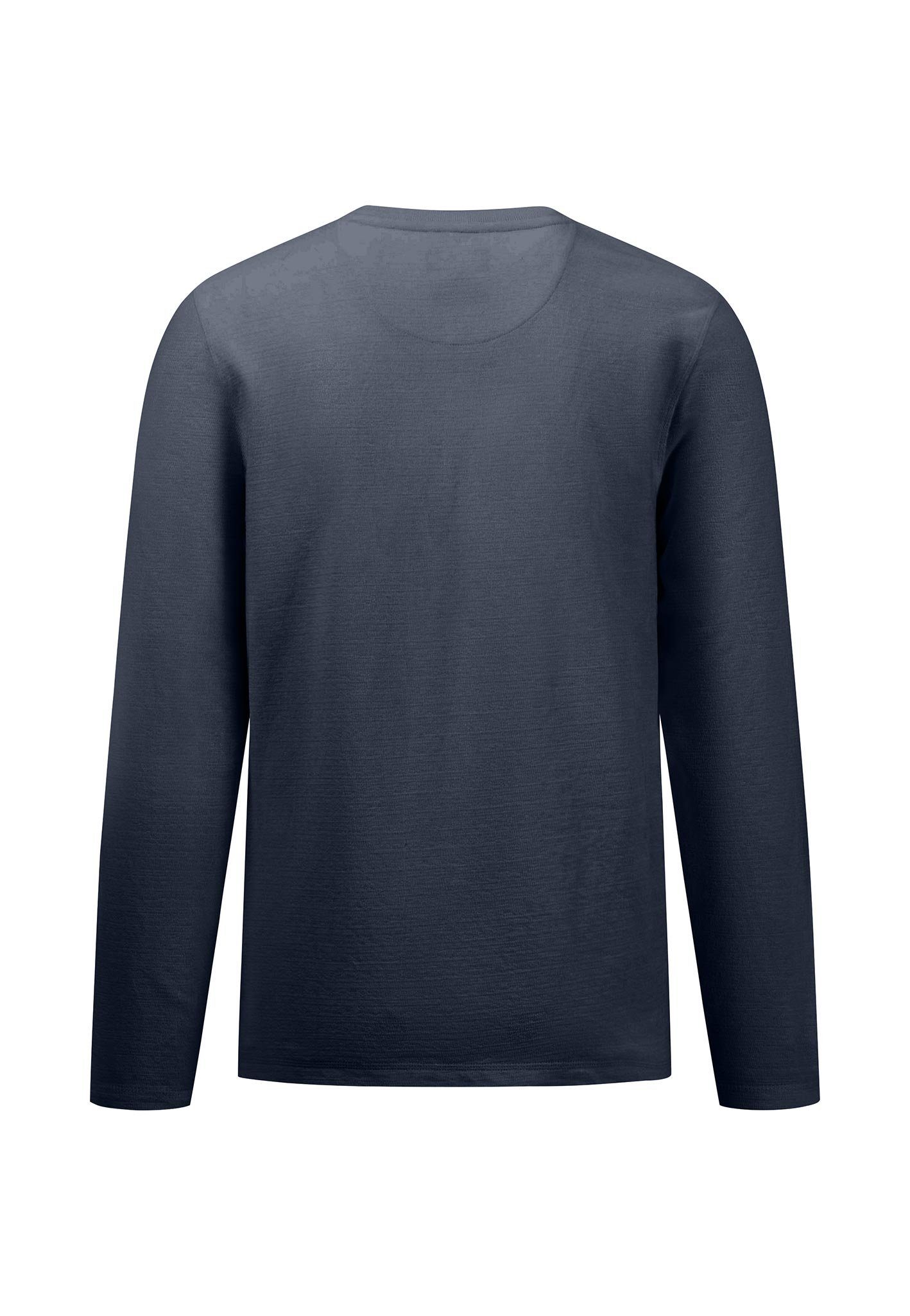 mit Knopfleiste navy FYNCH-HATTON Langarmshirt kurzer