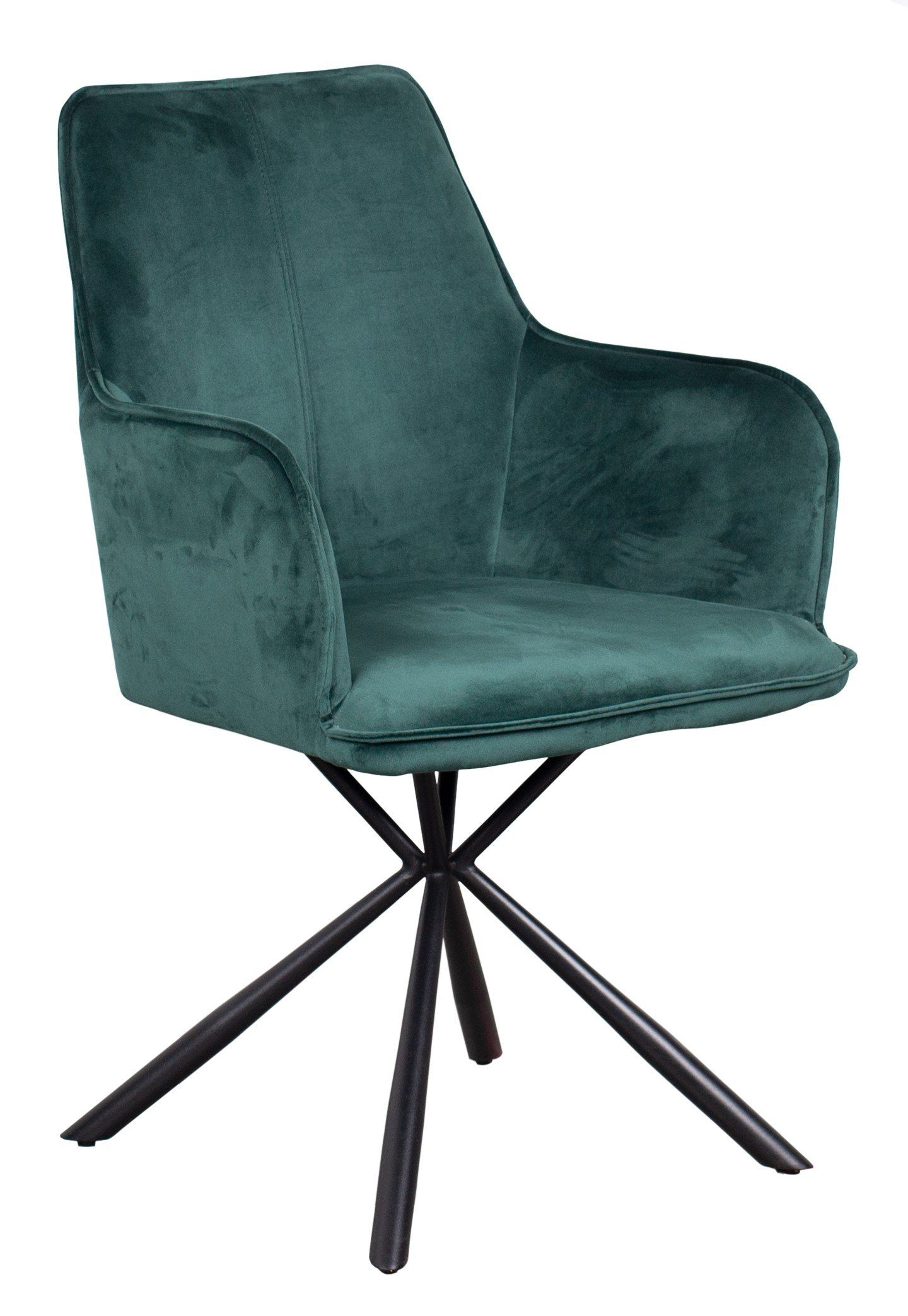 - - dunkelgrün Bergamo 6-St), Sessel - - hohe (Set, Samt Armlehnen living - gepolstert Samtbezug - bene - Esszimmer Metall-Gestell Rückenlehne
