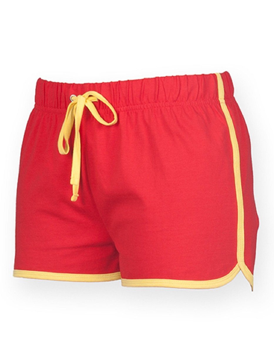 bis Damen XS Hose Gr. kurze Shorts XXL rot/gelb Women Bund SF elastischer - Retro (1-tlg) - Shorts