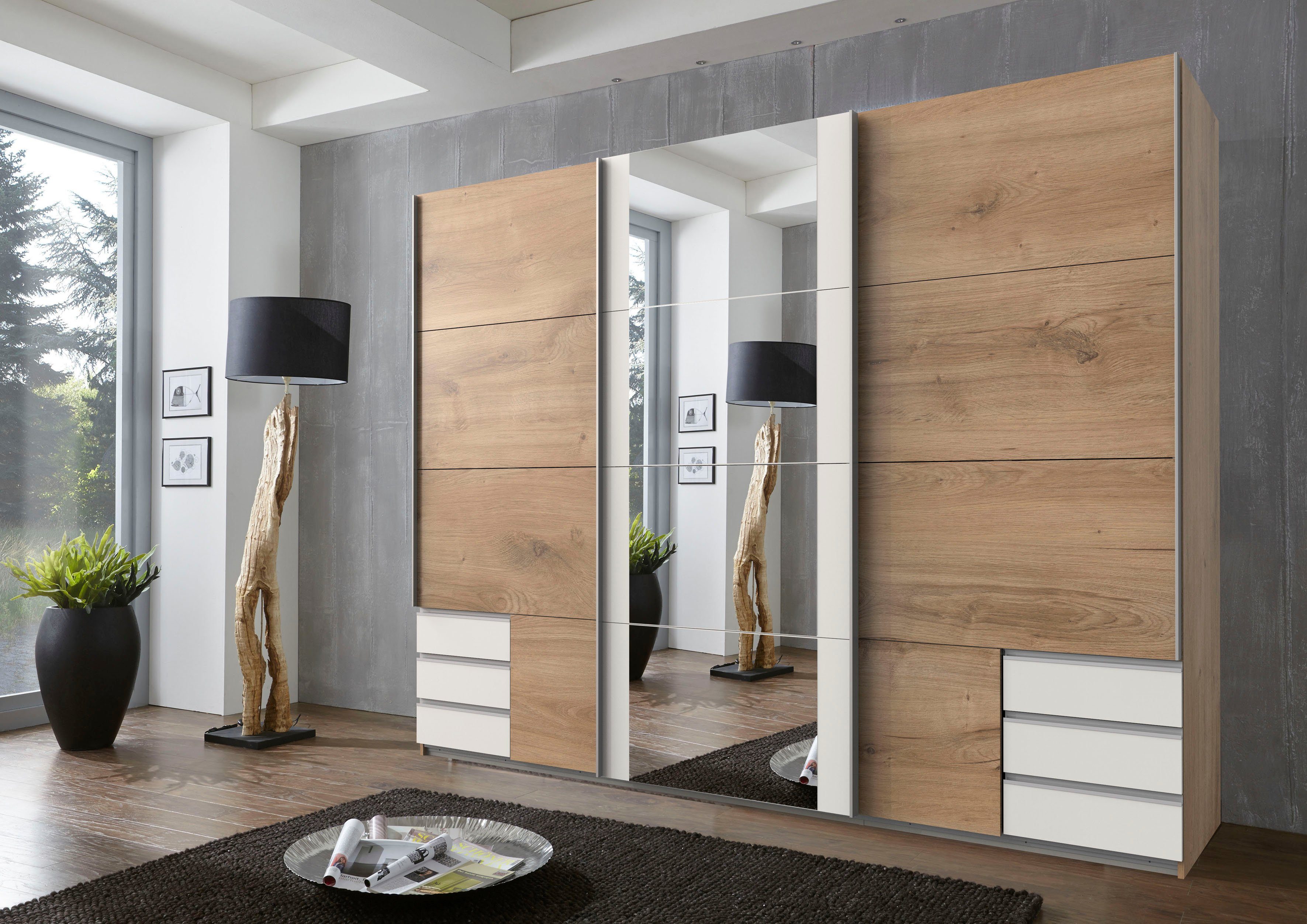 Wimex Schwebetürenschrank Emden moderner Kleiderschrank mit Spiegel und Sch günstig online kaufen