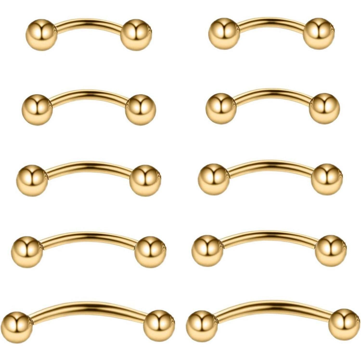 Gojewen Augenbrauenpiercing 10stk Curved Barbell Piercing 6/8/10mm Edelstahl Augenbrauen Lippen