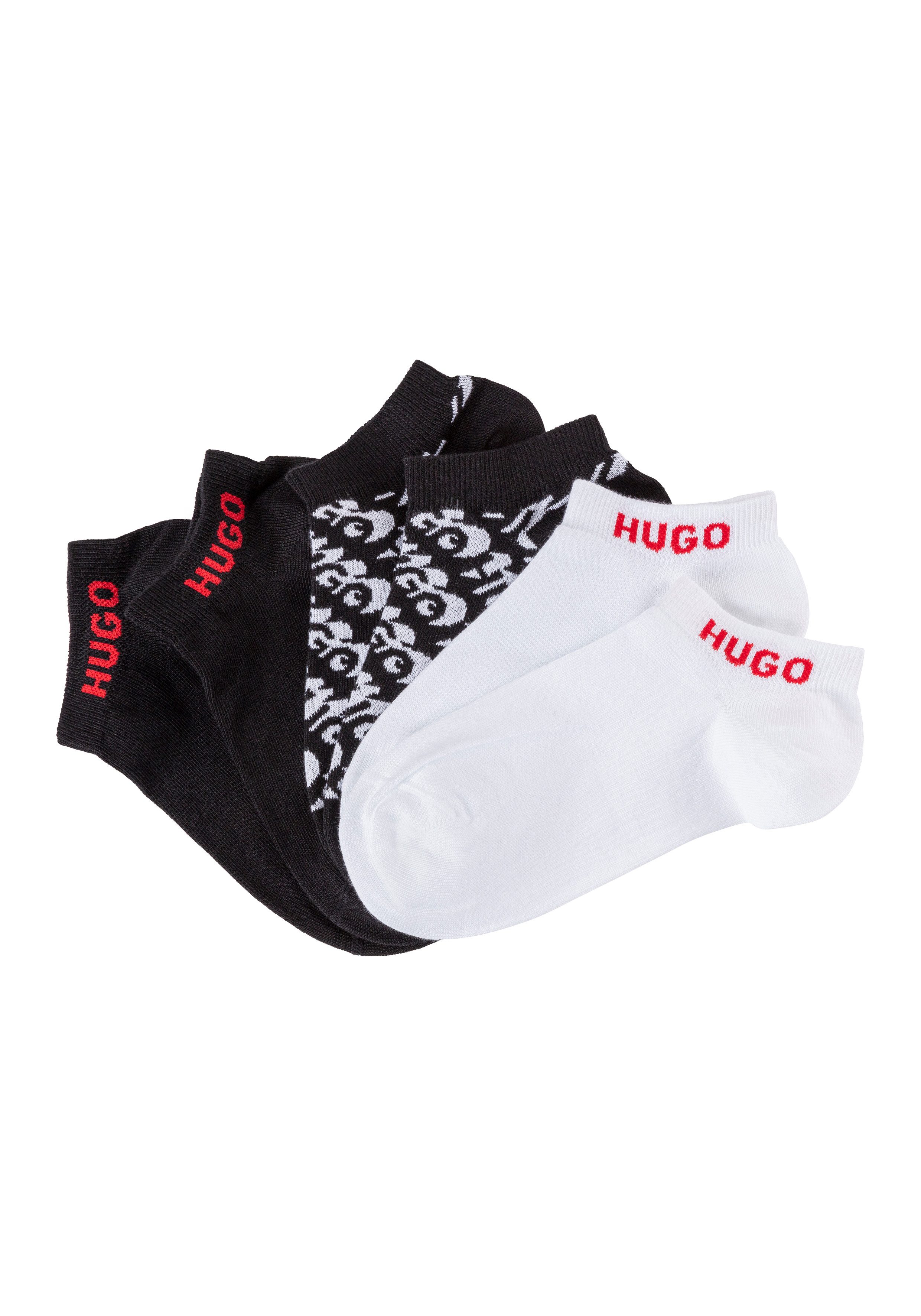 HUGO Шкарпетки 3P AS LOGO ALLOVER CC W (Packung, 3-Paar, 3er) mit Logodetails