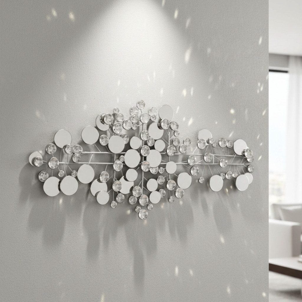 MF Wanddekoobjekt Wandobjekt Silvaris Circle silber abstrakt handgefertigt 95cm (1 St)