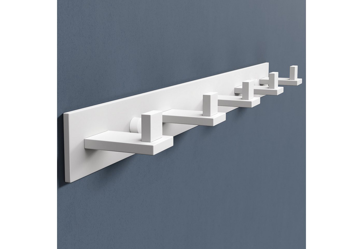 doporro Wandgarderobe Kleiderhaken Haken Garderobe mit 5 Haken aus Edelstahl 46 cm Stalo-07, 2 Montagearten, Haken mit Anti-Rutsch-Design, verdeckte Schrauben