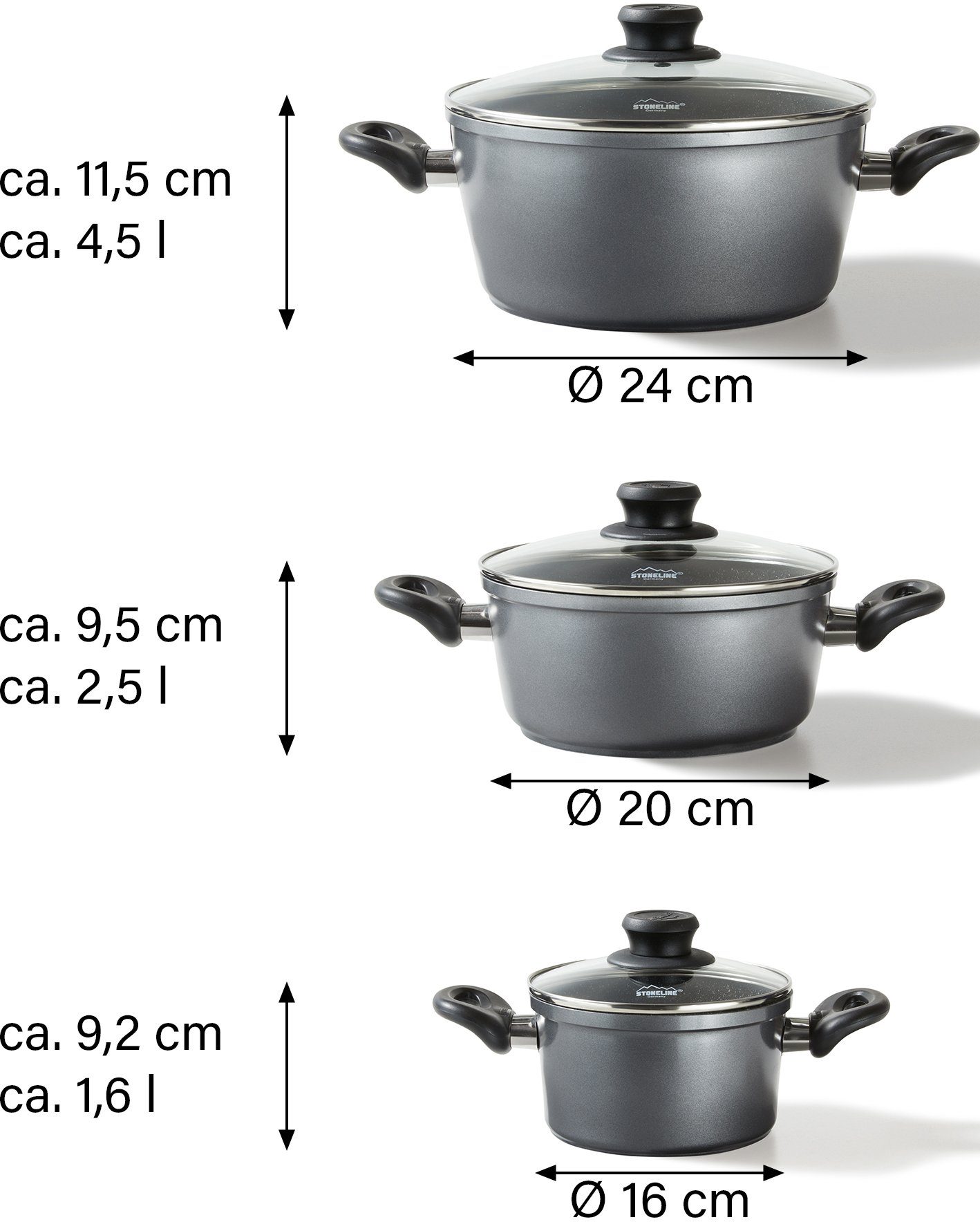 Induktion Aluminium STONELINE 6-tlg), (Set, Topf-Set,