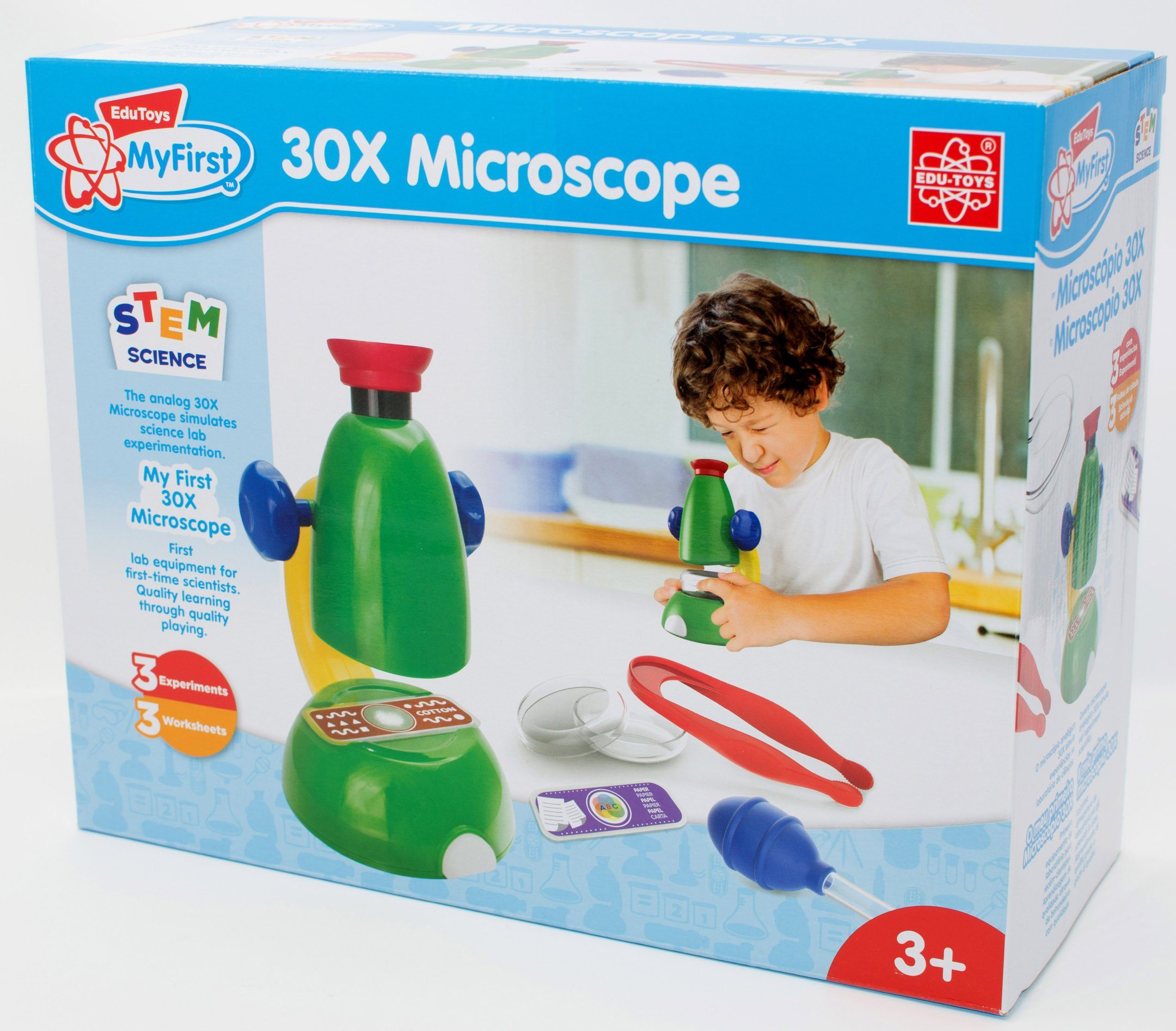 Edu-Toys Experimentierkasten JS003 Mein erstes Mikroskop - 30x Mikroskop, (Einstiegspaket für Kinder + 5 Jahre, 6-tlg), Vorschul gerecht MINT Produkt