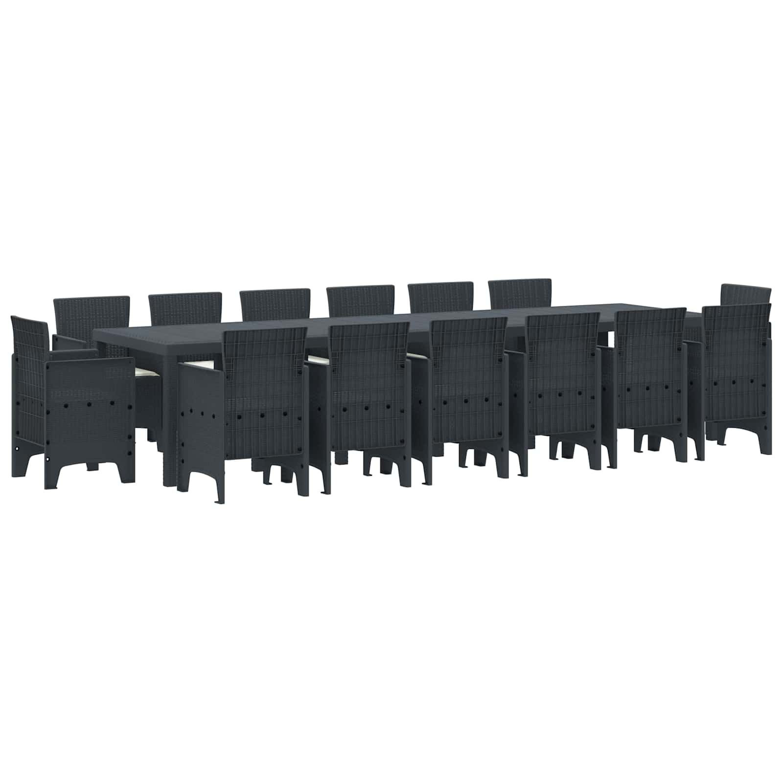vidaXL Gartenlounge-Set Garten Essgruppe 15 stk. Anthrazit Polt Rattan, (15-tlg)
