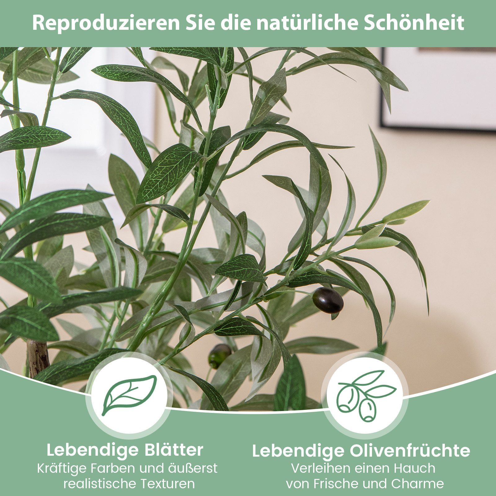 Kunstpflanze Olivenbäume, COSTWAY, Höhe 130 cm, 130 cm künstliche Olivenbäu günstig online kaufen
