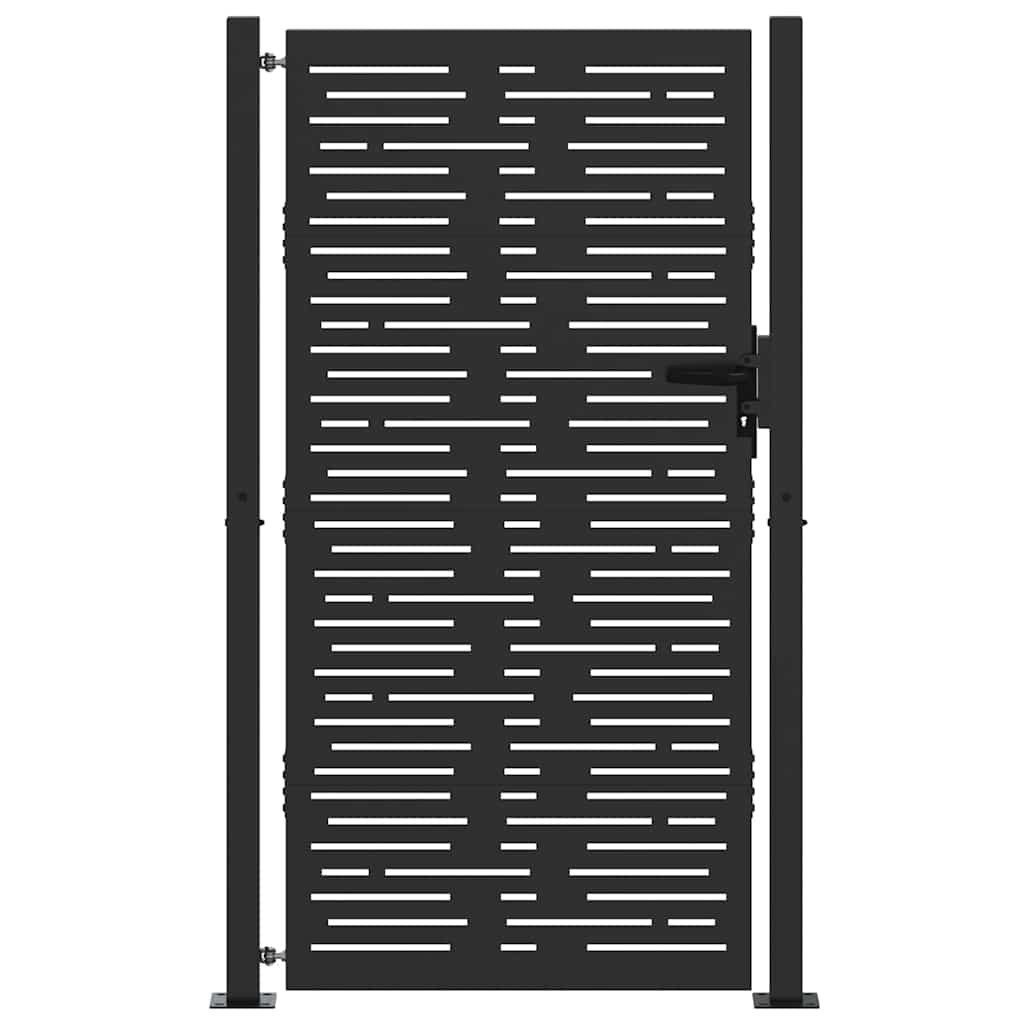 vidaXL Gartentor Gartentor Schwarz 110 x 205 cm Pulverbeschichteter Stahl
