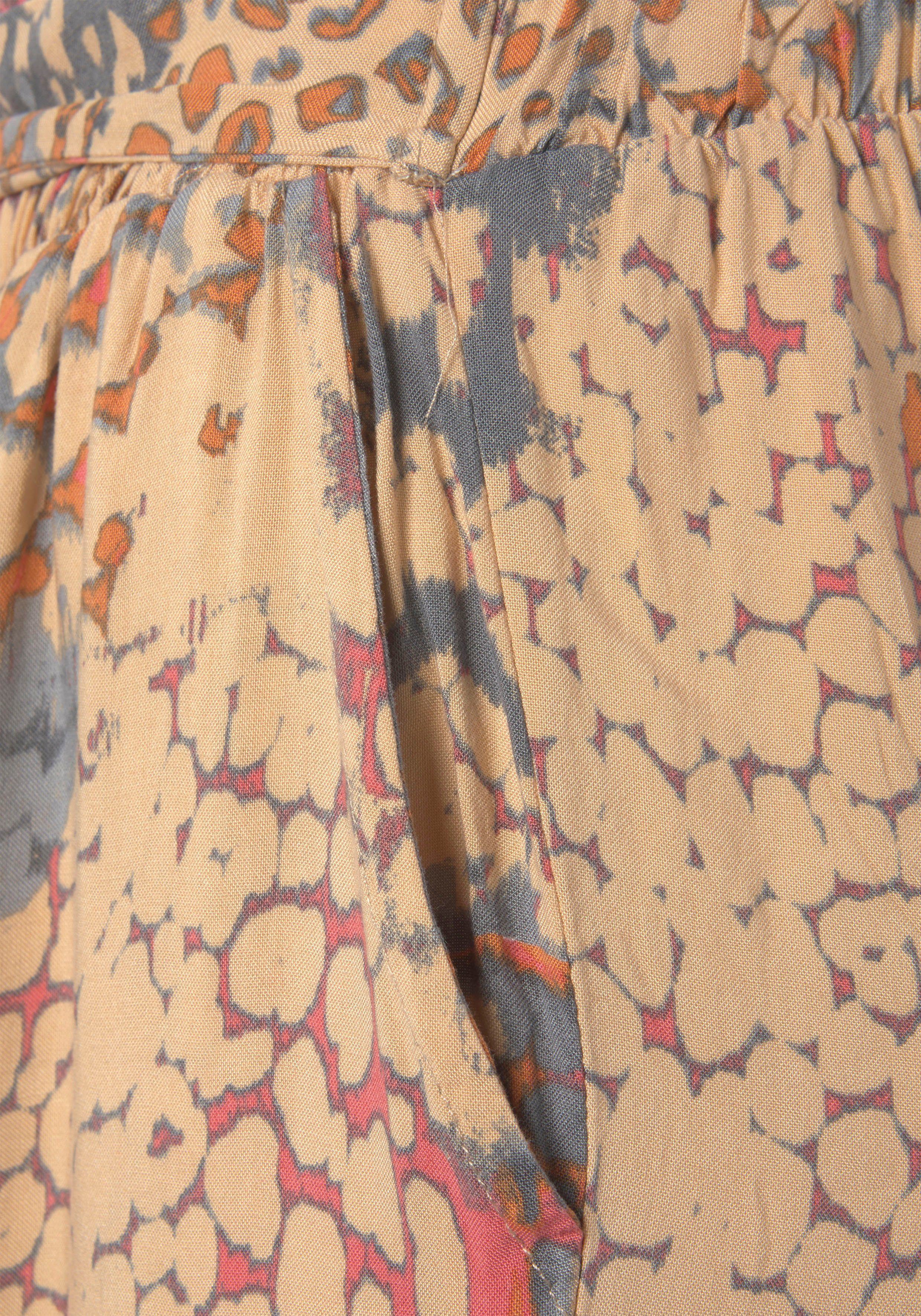 Buffalo Palazzohose (mit Bindegürtel) mit Animalprint und elastischem Bund, Schlupfhose, Stoffhose