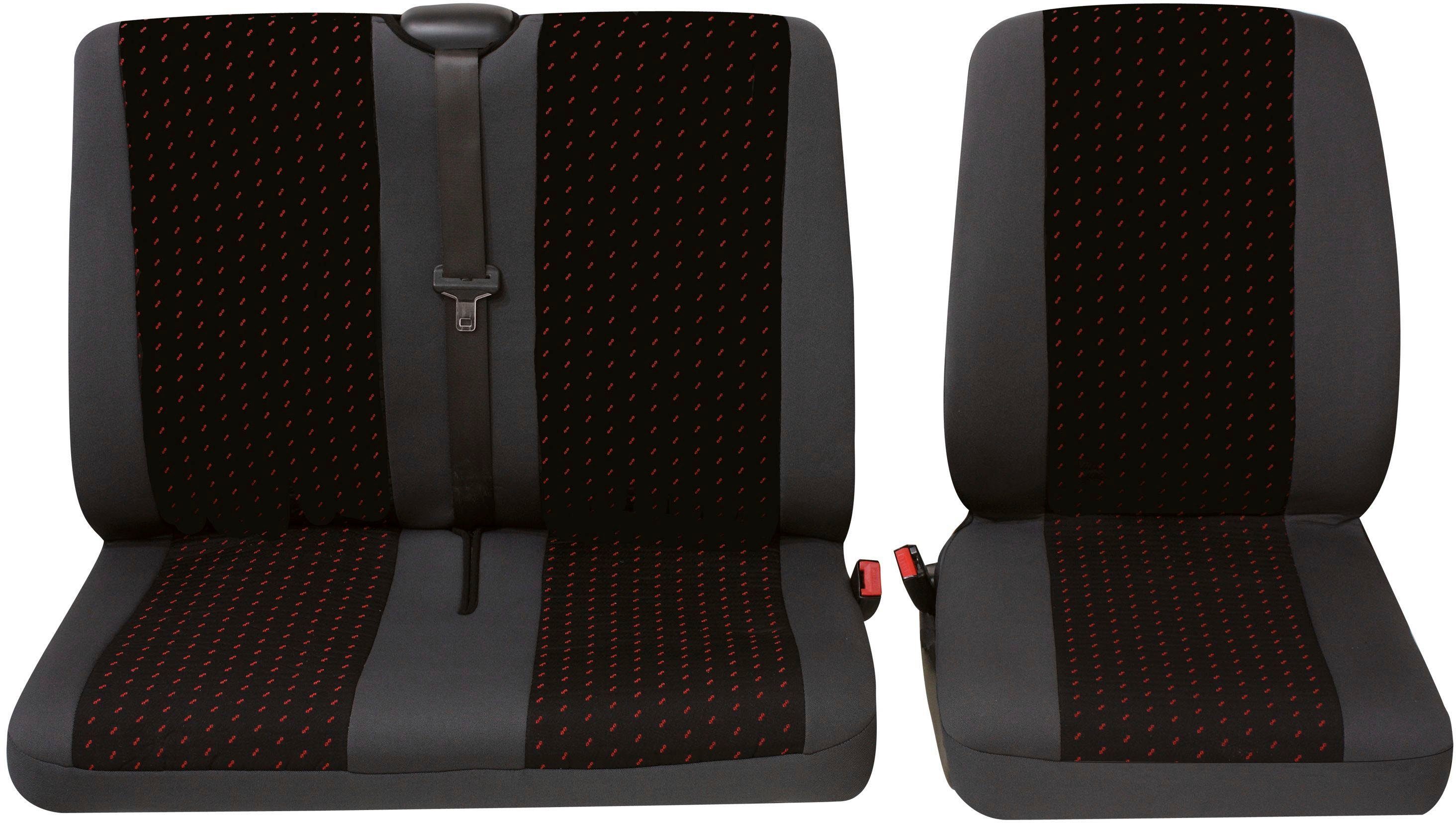 Petex Autositzbezug Sitzbezug für Transporter/ Kombi, 2-tlg "Profi 1" in rot, für vorne, Bestehend aus Einzelsitz und Doppelsitz, universelle Passform