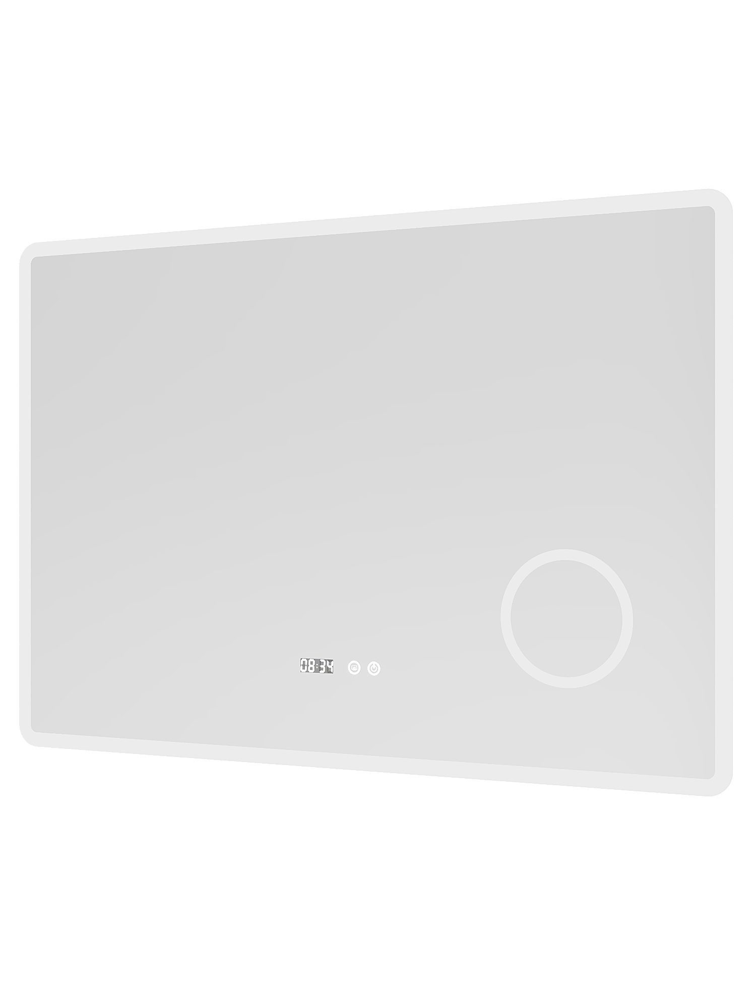 AQUALAVOS Badspiegel Badezimmerspiegel mit Beleuchtung 100 x 70 x 4,5 cm LED Schminkspiegel, Beschlagfrei, mit 3-Fach Vergrößerung Makeup-spiegel, LED Digitaluhr