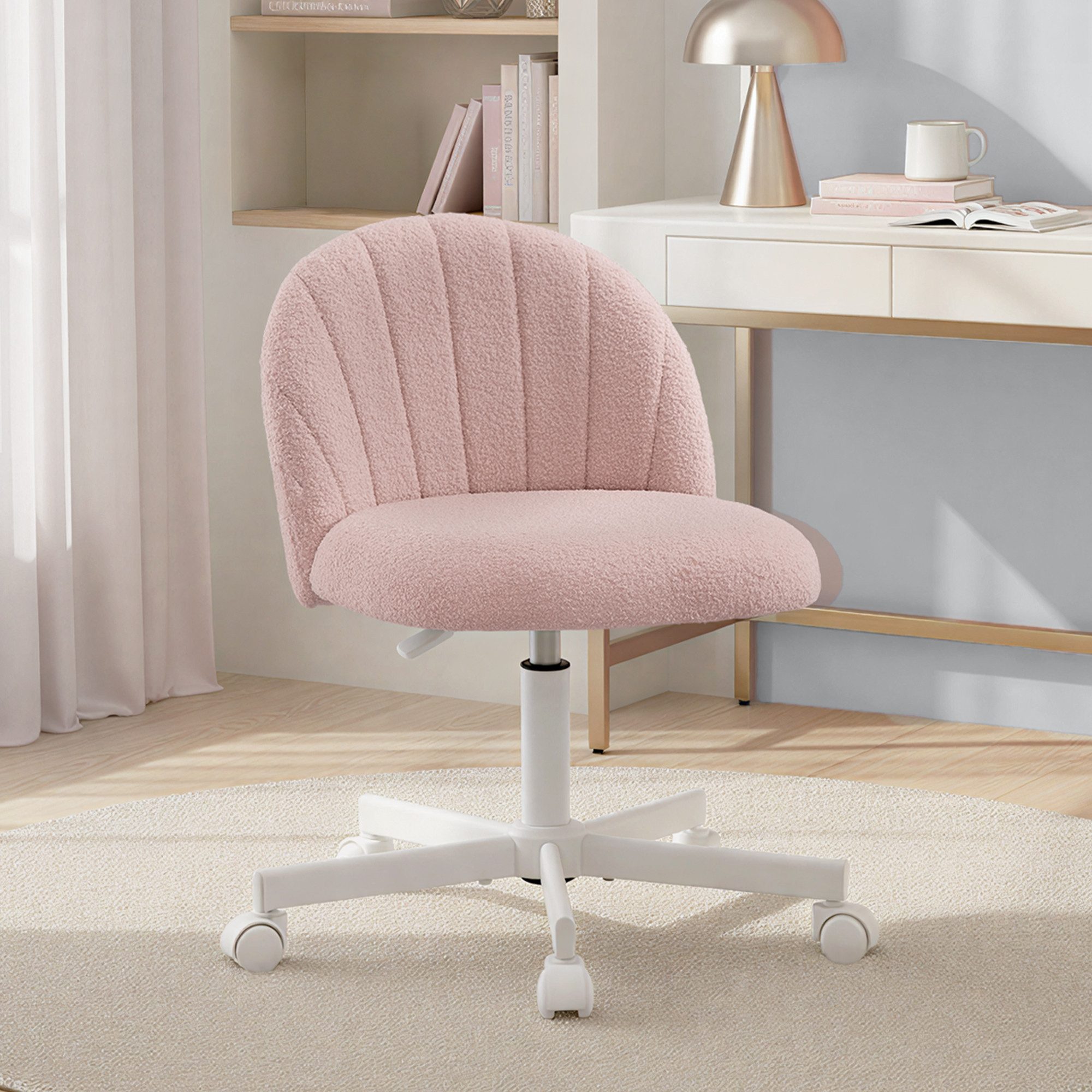 SONGMICS Bürostuhl Homeoffice-Stuhl, Schminkstuhl aus Fleece, Schreibtischstuhl, Schaumstoffpolsterung, höhenverstellbar, für Arbeitszimmer