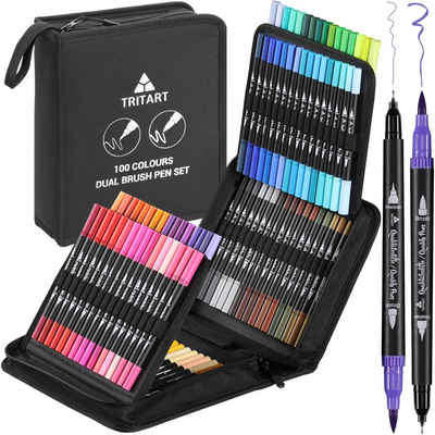 Tritart Pinselstift 100er Set Pinselstifte für Deutschsprachige Künstler, (1-tlg), 100er Set Dual Brush Pen für Deutschsprachige