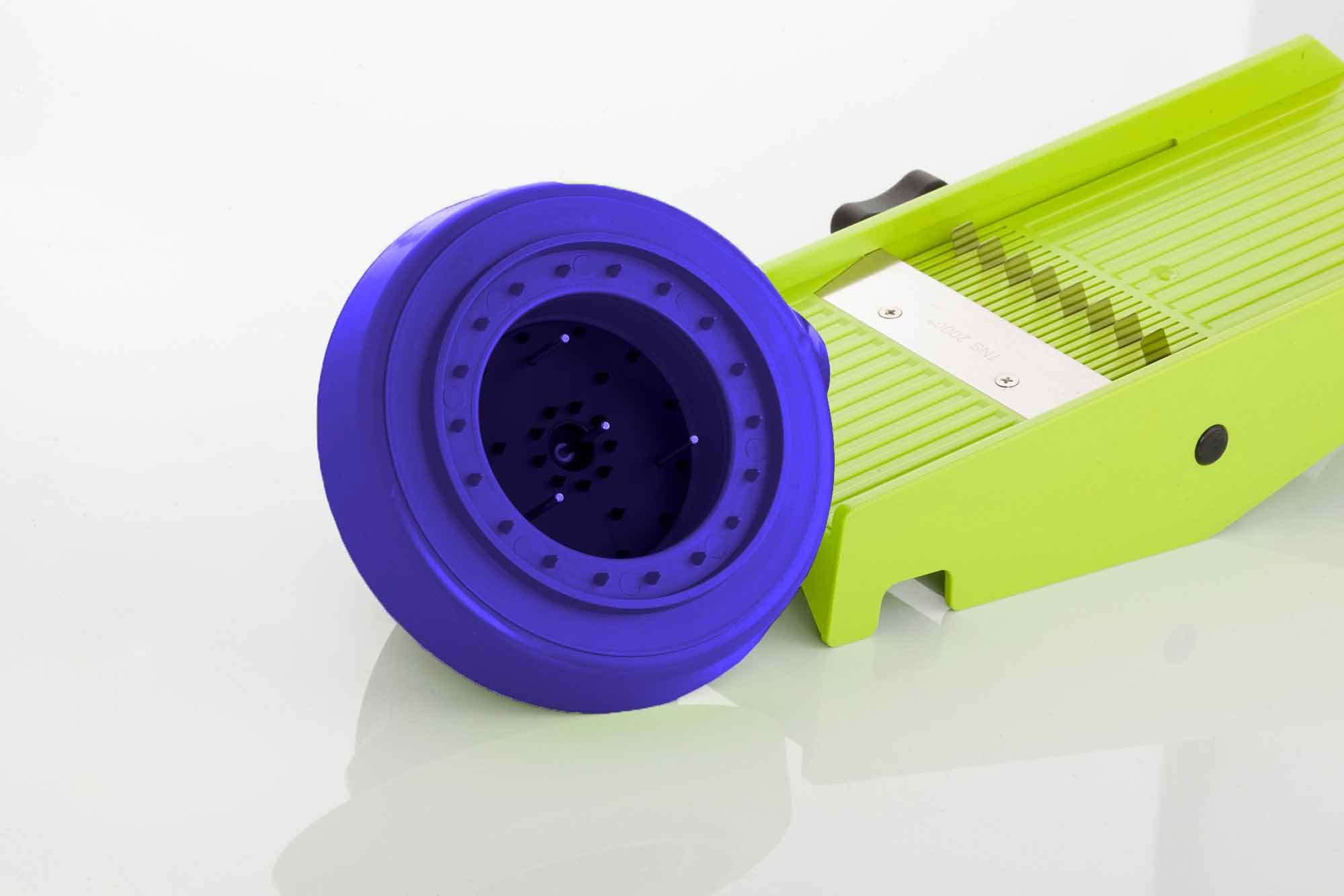 TNS 2000 Gemüsehobel TNS 2000 All in ONE Gemüsehobel Küchenhobel Gemüsereibe Kiwi mit Blau, Kunststoff, (Hobel mit Restehalter, 2-St)