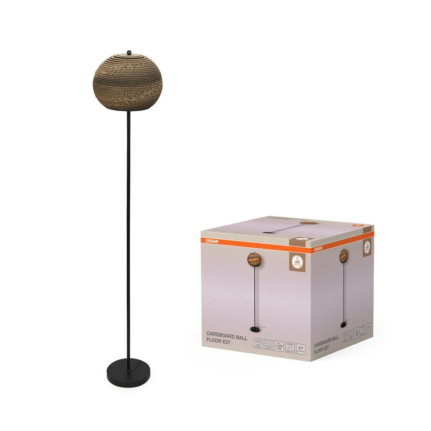 Licht-Erlebnisse Stehlampe GERA, ohne Leuchtmittel, E27 160 cm hoch rund Kugel Schirm Modern