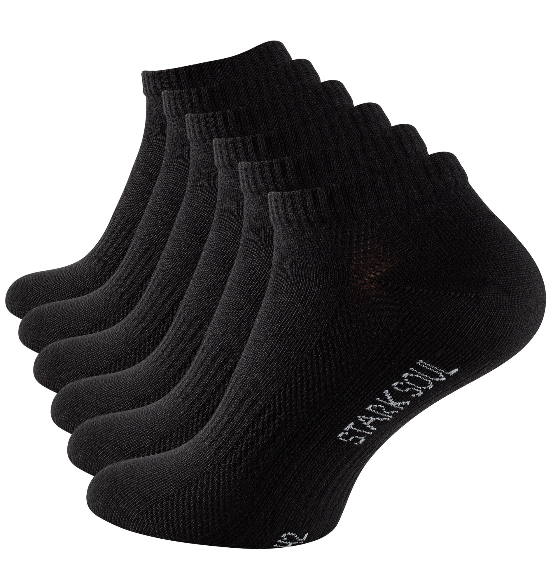 Stark Soul® Sneakersocken Sneaker Socken Paar Mesh Premium Qualität, Schwarz Baumwolle, 6 Damen für gekämmte Unisex Herren &