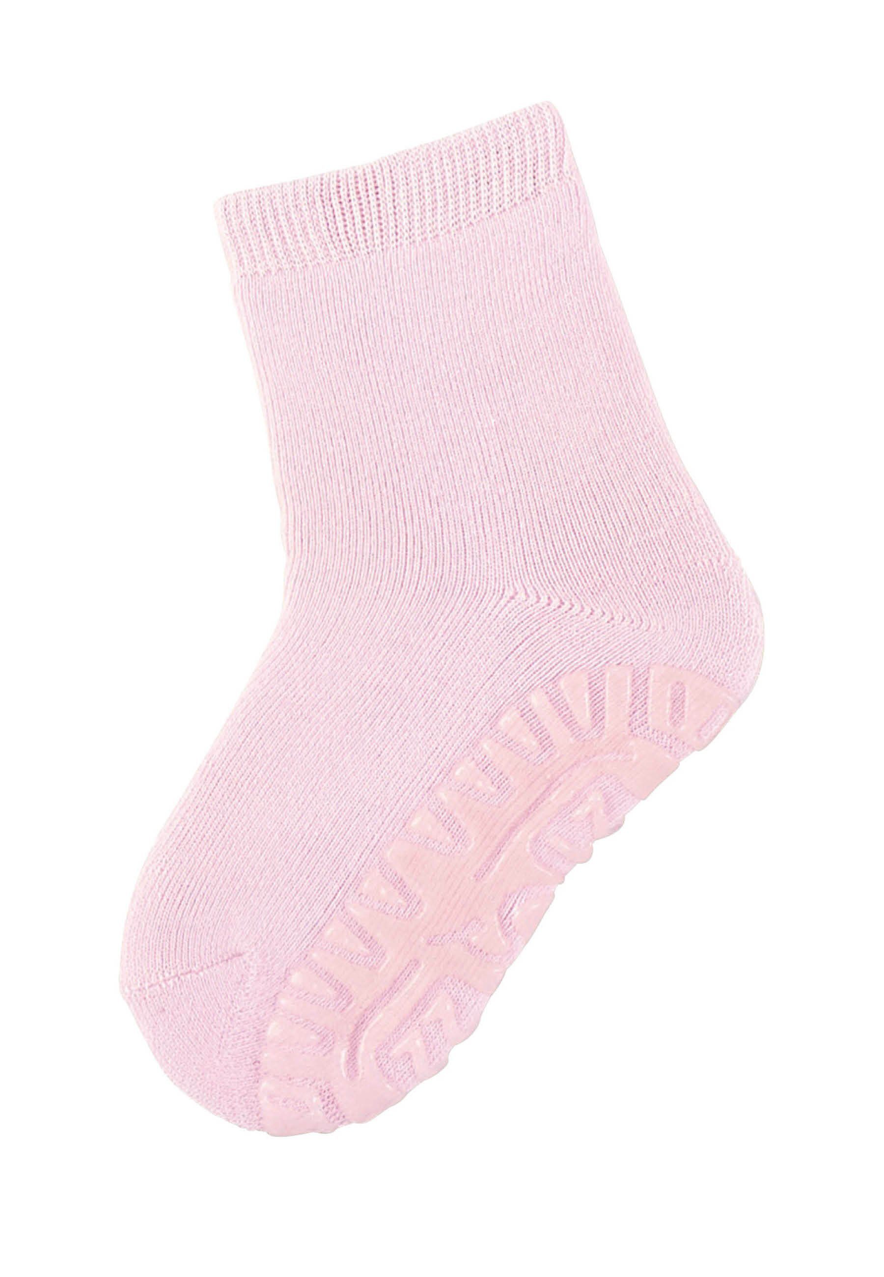 Anti-Rutsch-Sohle ABS-Socken mit Sterntaler® Sohlenbereich, uni Fli im Vollplüsch SOFT ABS- und Söckchen (Fliesensocken Fli hellrosa Motiven) mit süßen Rutschsocken