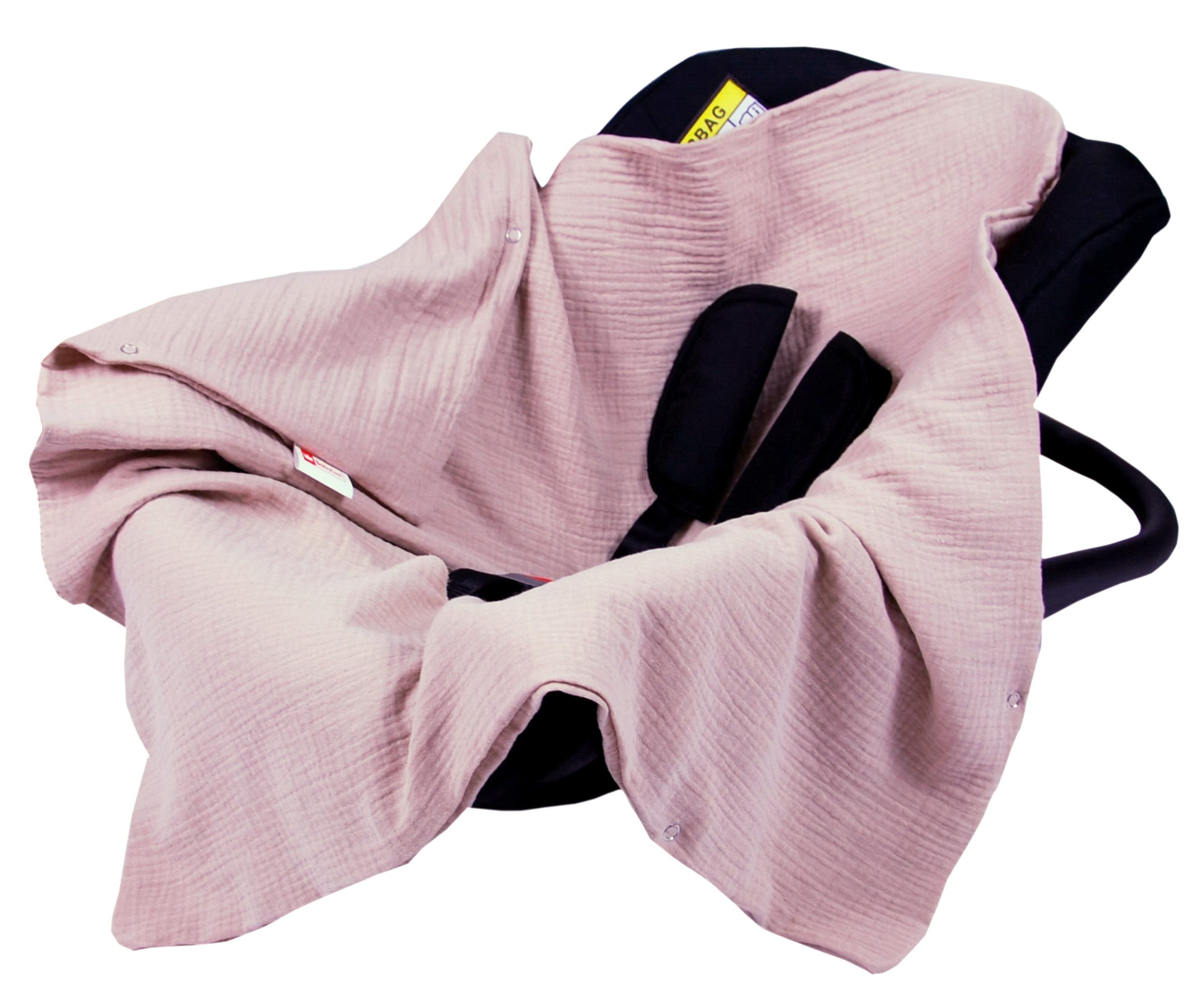 BabyLux Babyschale Einschlagdecke Babyschale Autositz Babydecke 80x80 cm aus Musselin, Rosa_80x80