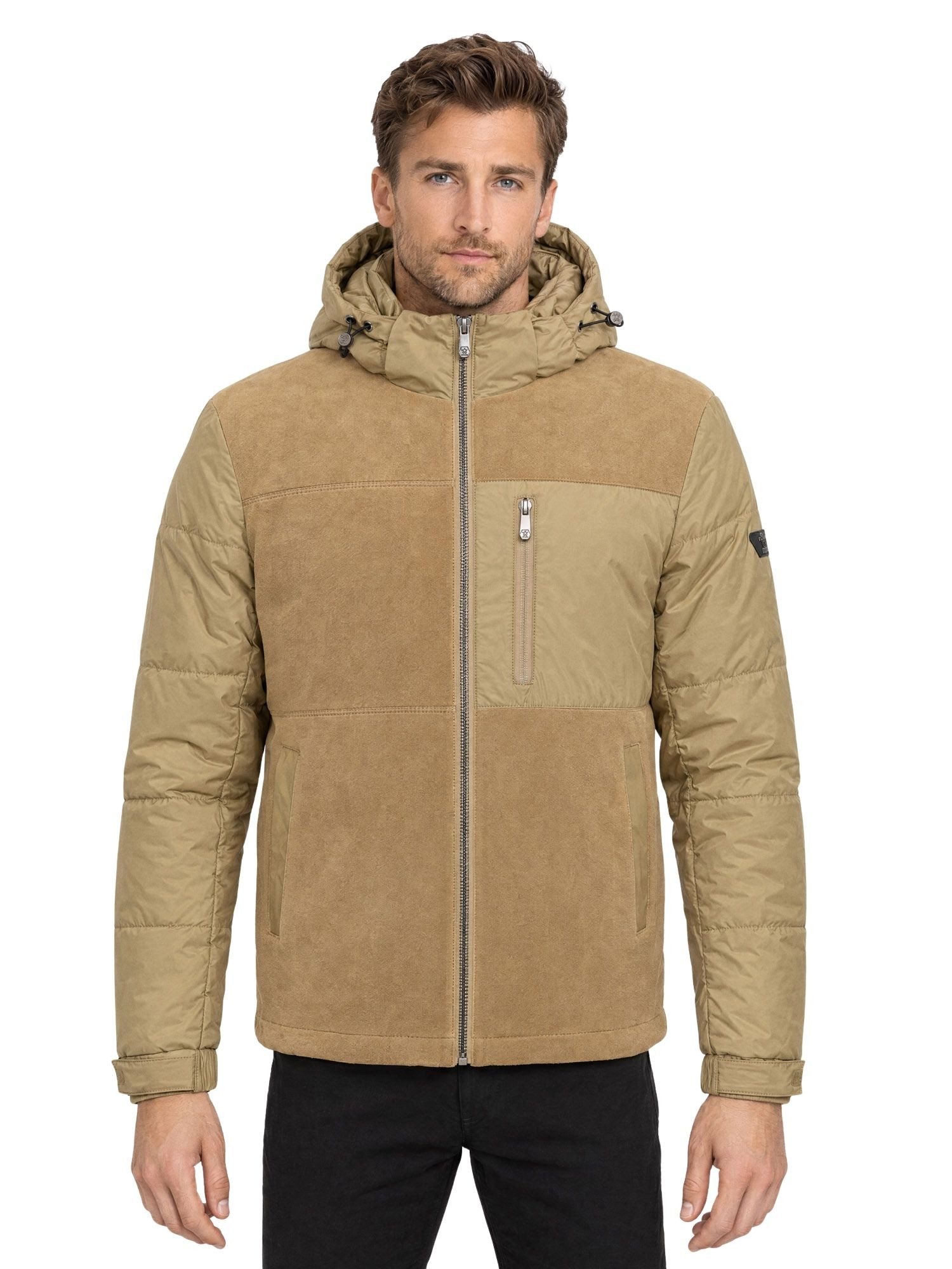 Tazzio Winterjacke A827 Gefütterte Winterjacke in Wildlederoptik mit Steppärmeln und Kapuzehe