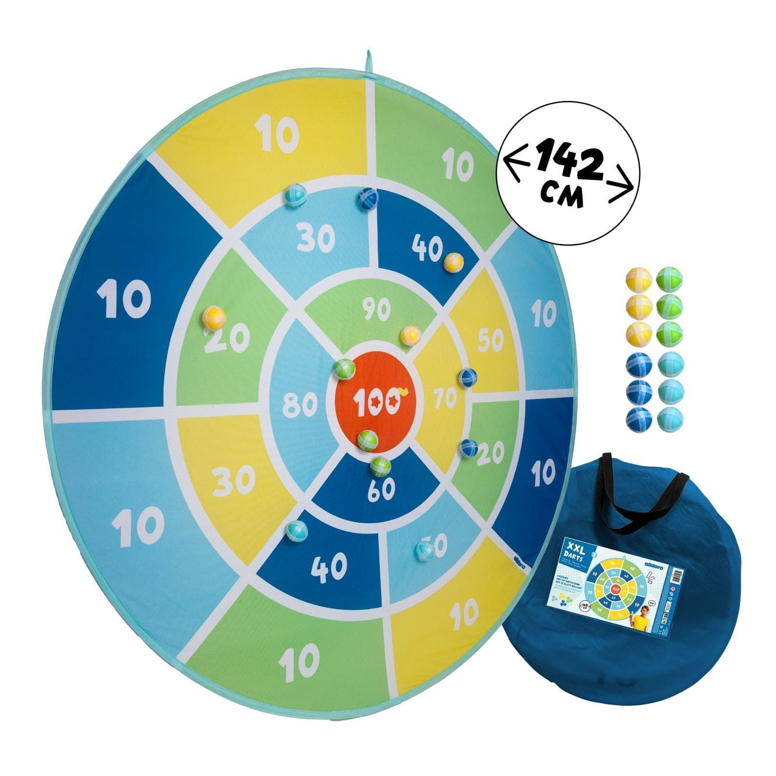 Softdarts XXL Dartscheibe 142cm – Klett-Dartspiel für Kinder ab 3 Jahren