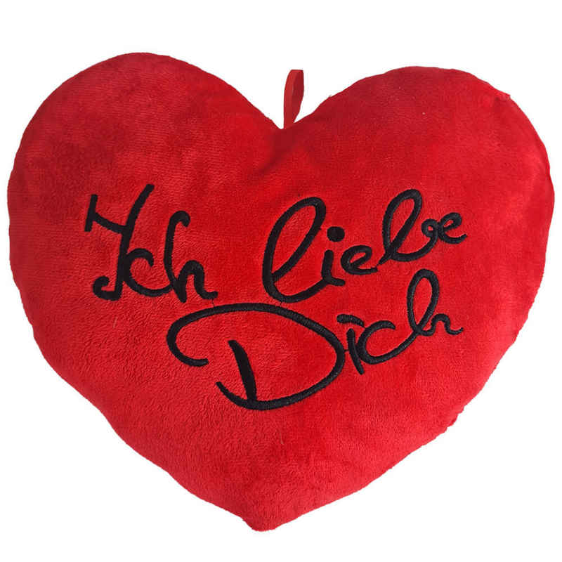 BEMIRO Dekokissen Ich liebe Dich Herz Plüsch Kissen in rot XL - ca. 40 cm