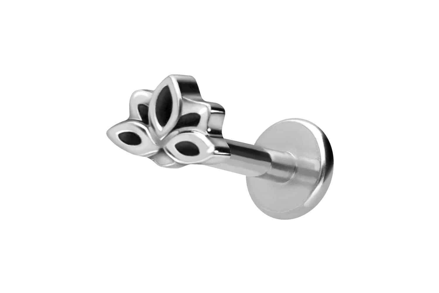 Piercing-Set Titan Labret mit Innengewinde LOTUSBLÜTE