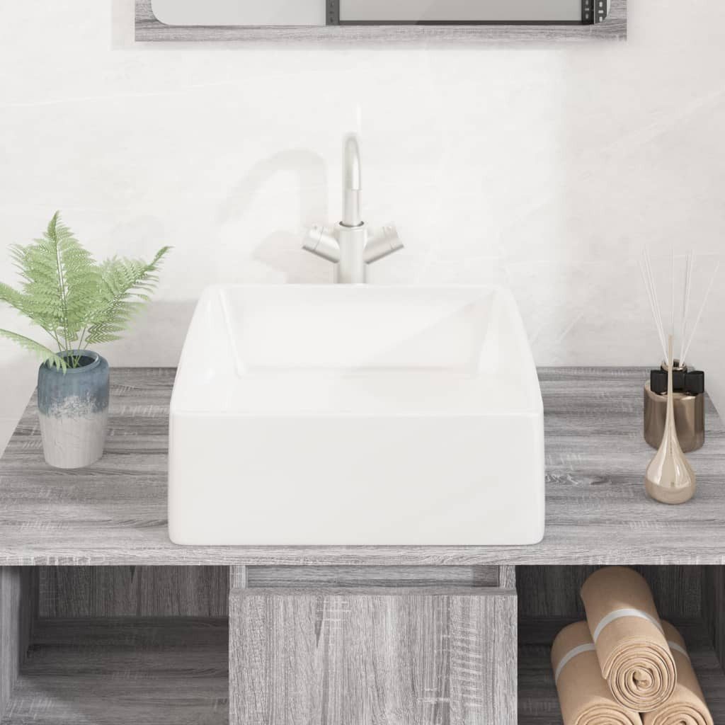 Thumbnail - vidaXL Waschbecken Waschbecken Weiß 37x37x13 cm Keramik Quadratisch