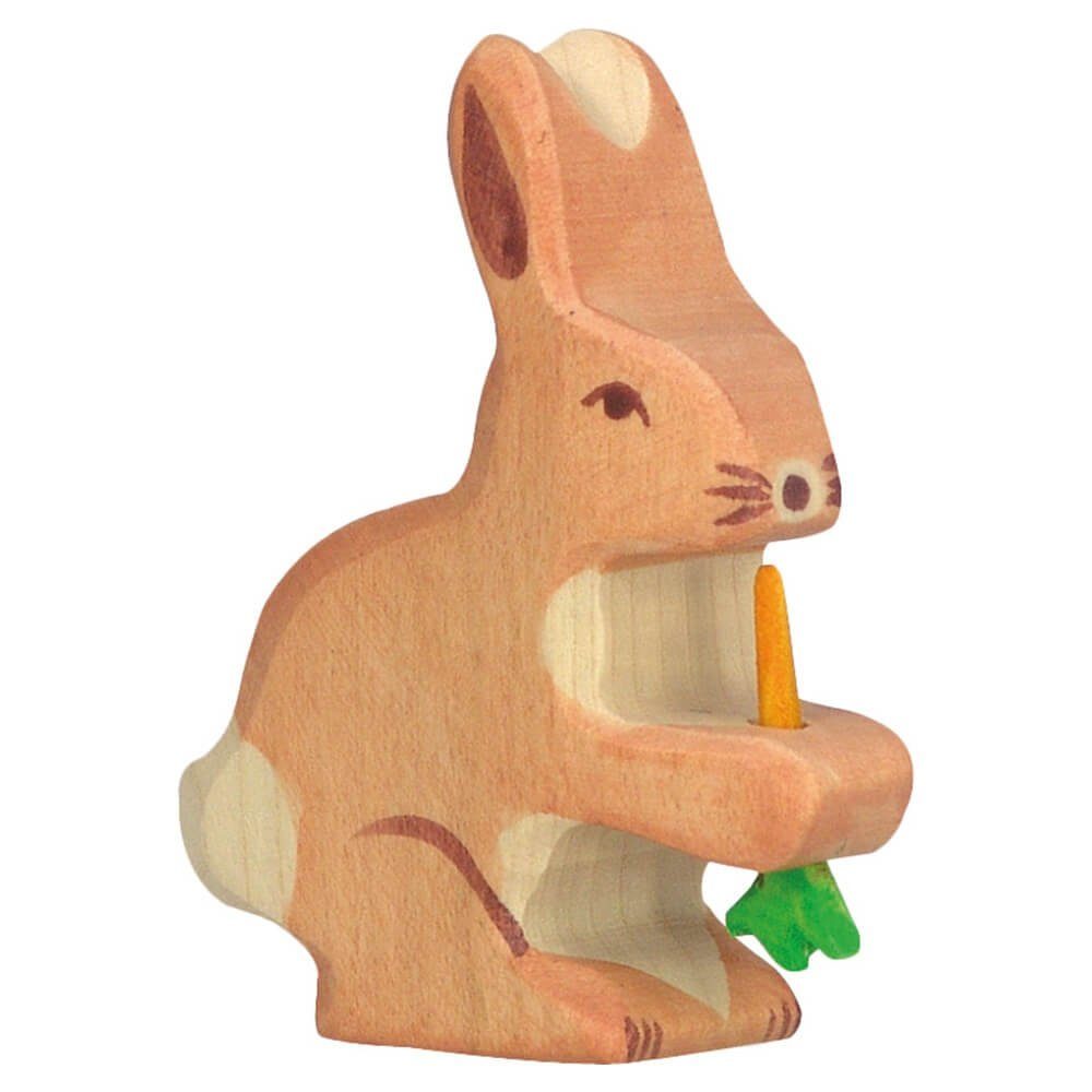 Holztiger Tierfigur HOLZTIGER Hase mit Karotte aus Holz | Tierfiguren