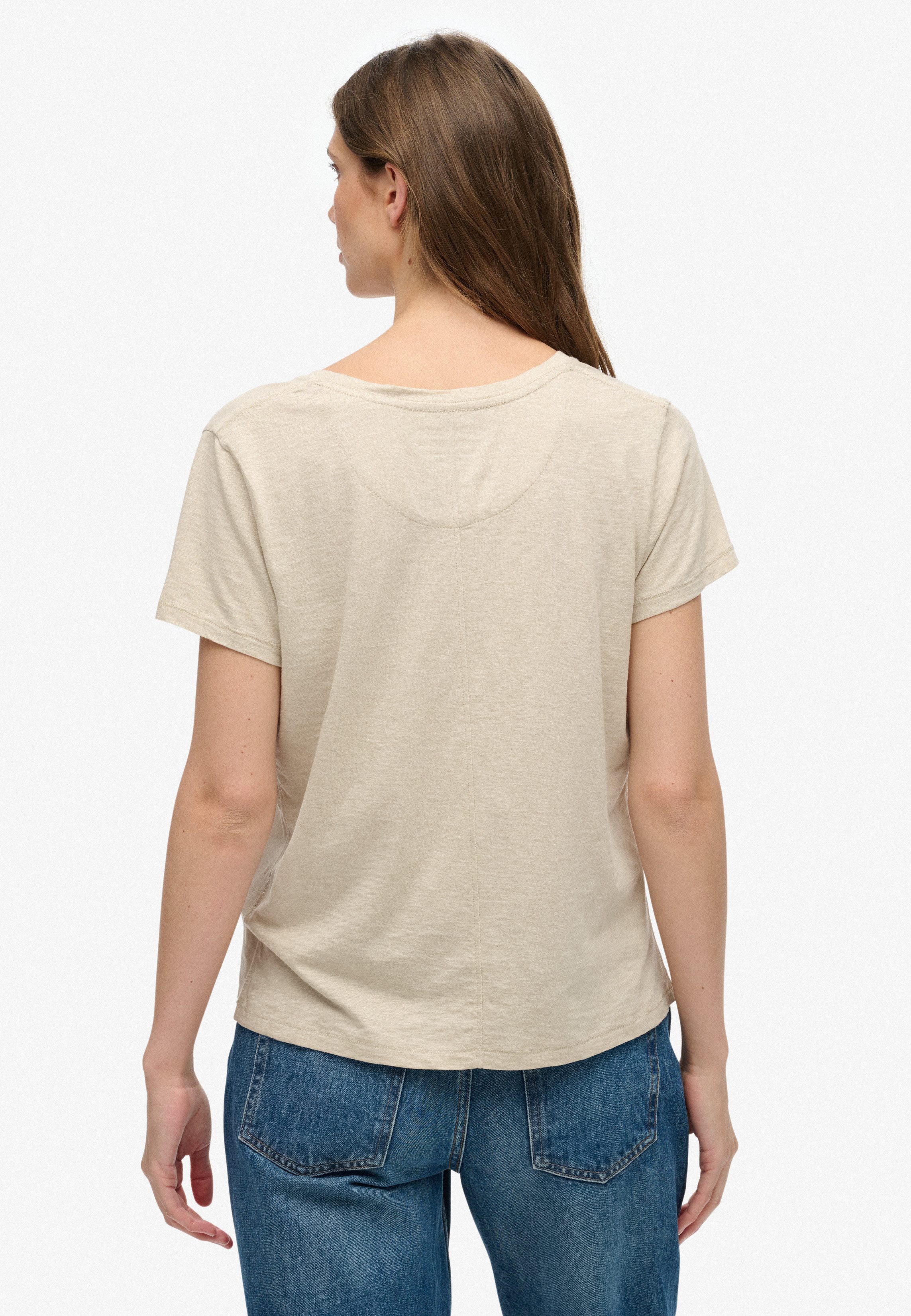 Superdry T-Shirt STUDIOS SLUB EMB VEE TEE Baumwollmischung, relaxed fit – Bild 3 von 5