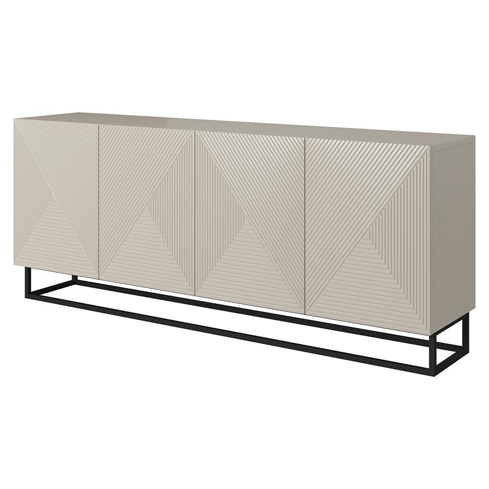 Lomadox Sideboard ADARE-141, 200 cm breit, kaschmir mit gerillter Front, sc günstig online kaufen